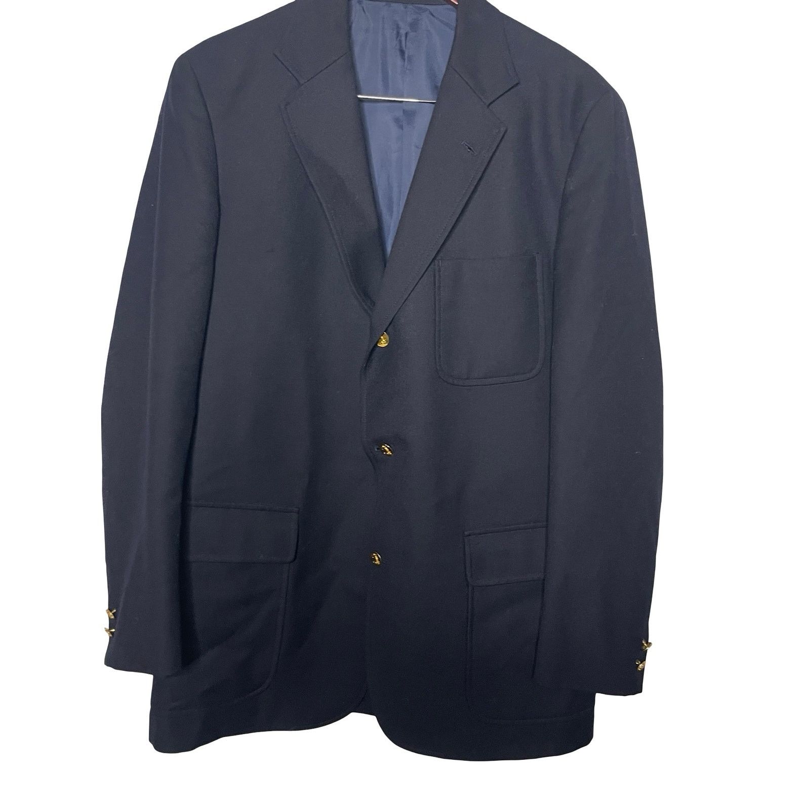 J. Press J. Press Navy Blur 100% Wool Gold Button Closure Blazer 44L Size 44L - 6 Thumbnail