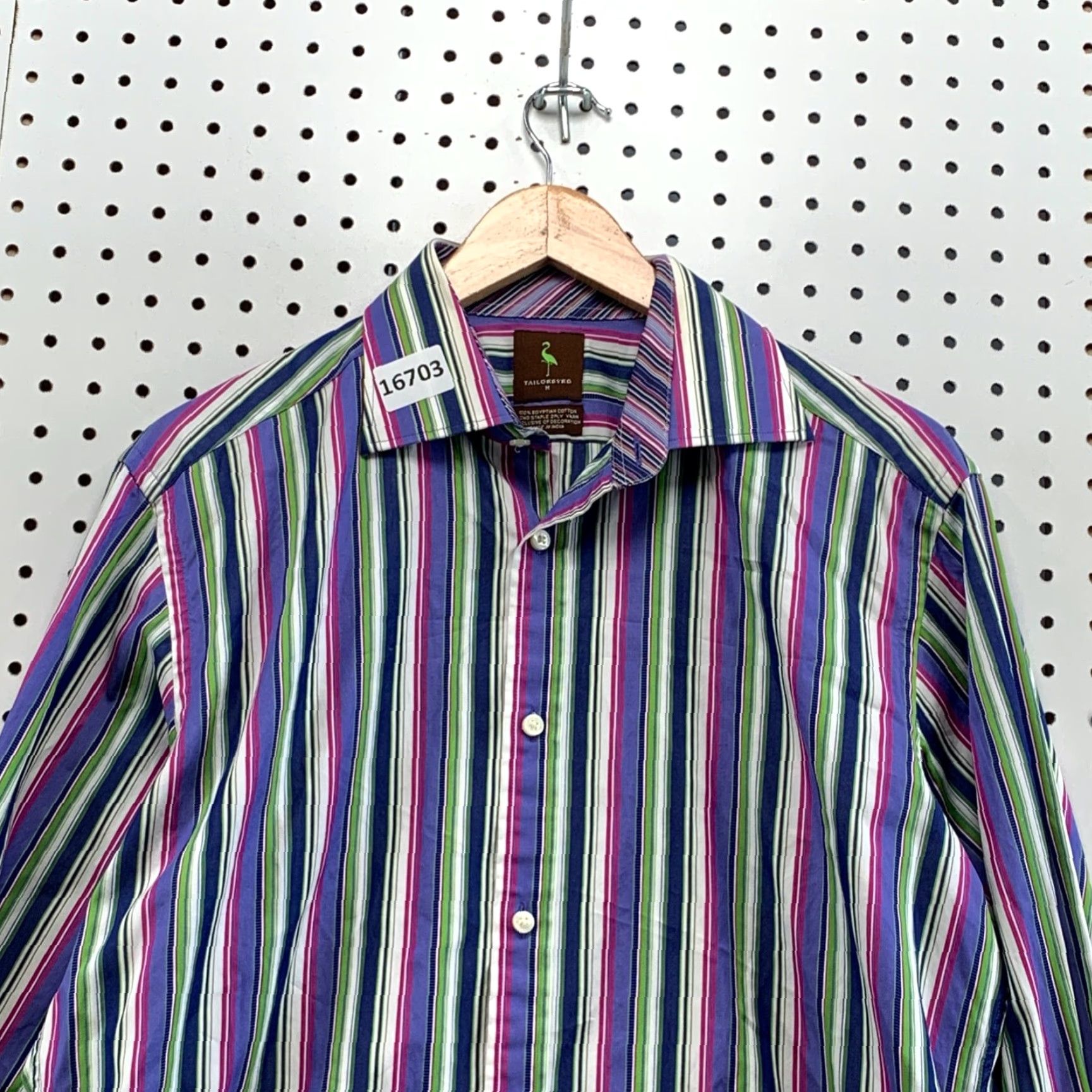 Tailorbyrd VINTAGE Tailorbyrd Shirt Mens M 100% Egyptian Cotton Purple Striped Long Sleeve Button-Up Adult Medium Purple Striped Mens Size US M / EU 48-50 / 2 - 7 Thumbnail
