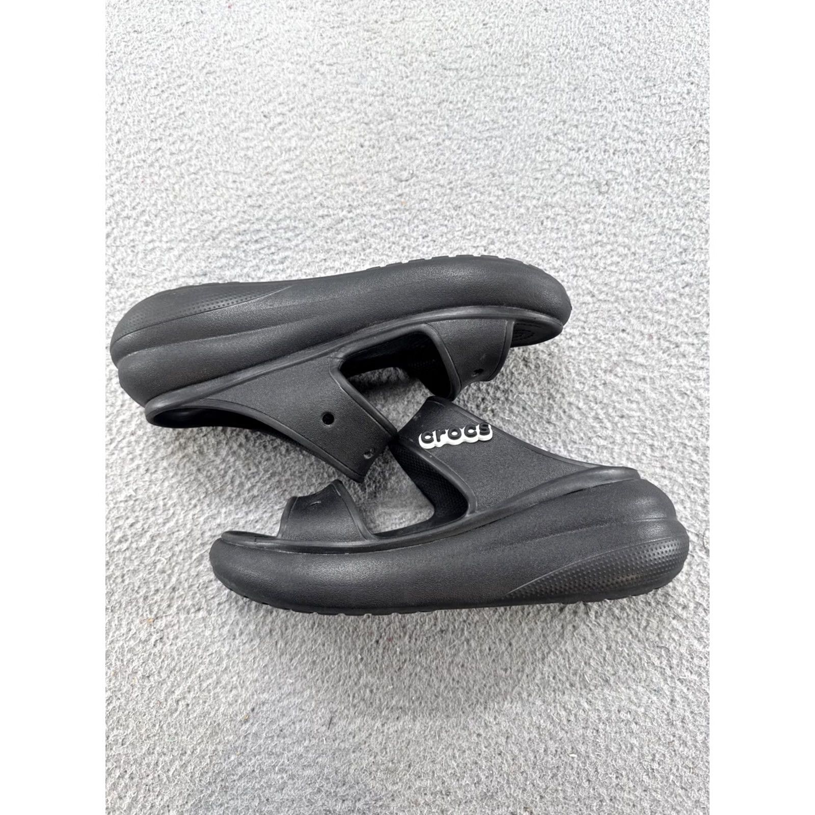 Crocs VINTAGE Crocs Crush Sandal Platform Slides Black Womens 9 Mens 7 Iconic Comfort EUC Size US 9 / IT 39 - 2 Thumbnail