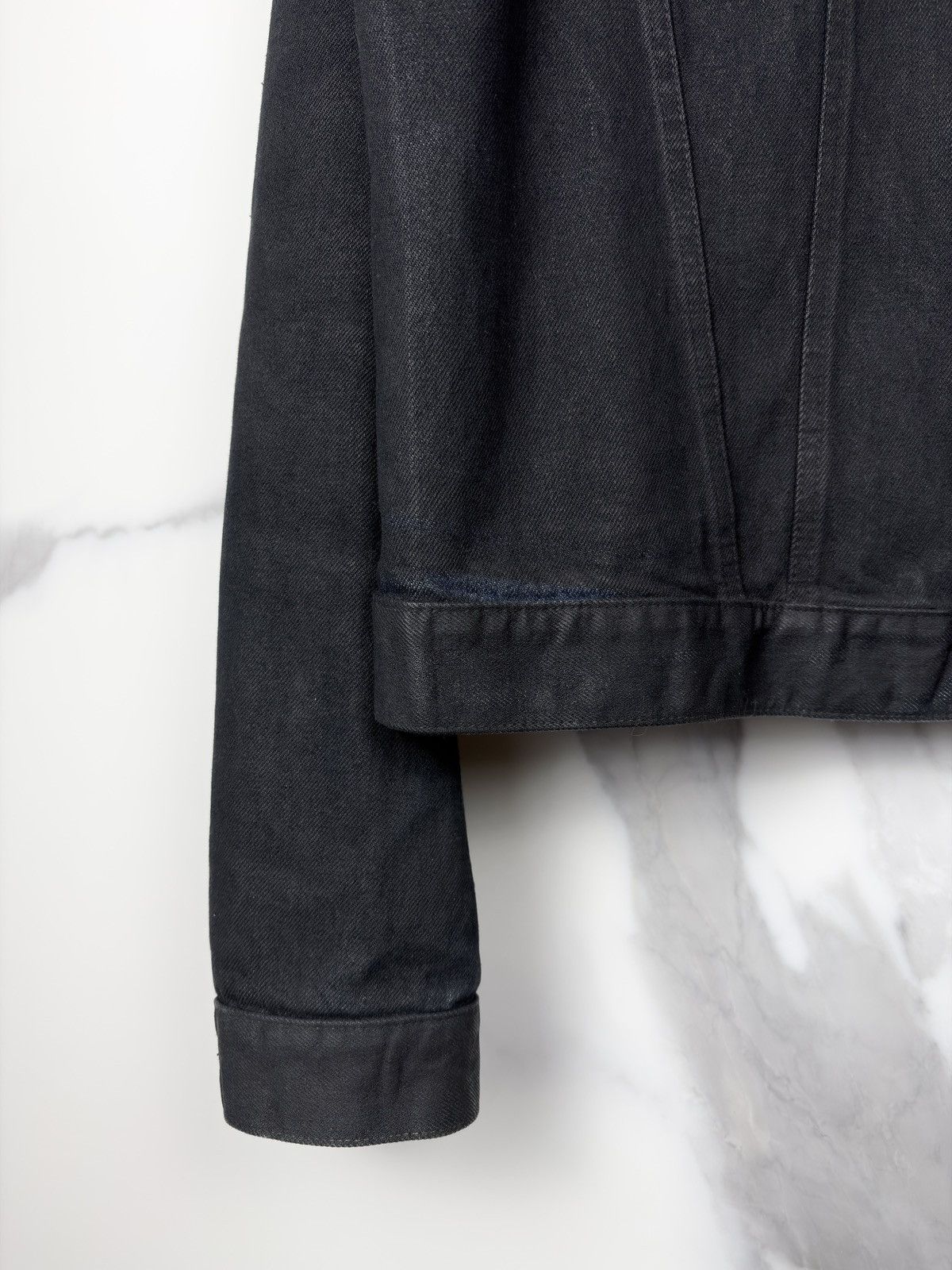 Helmut Lang AW03 Helmut Lang Wax Coated 2 Pocket Trucker Denim Jacket Size US L / EU 52-54 / 3 - 3 Thumbnail