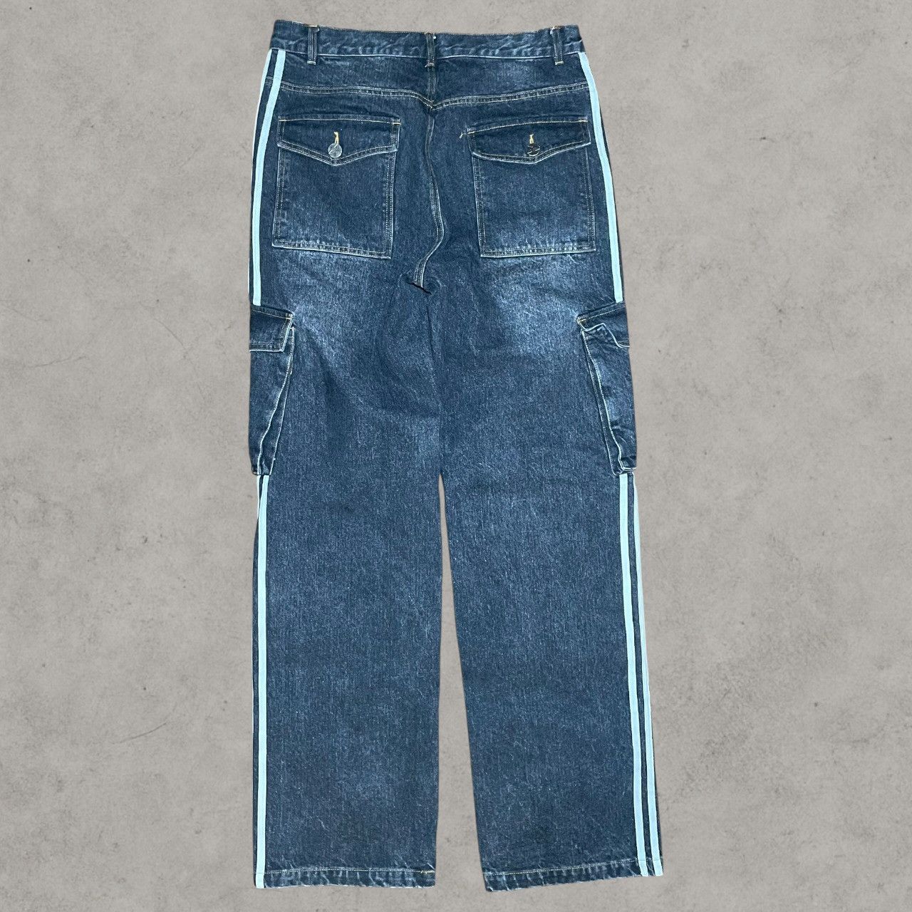 Vale Vale Straight Leg Striped Cargo Gray Jeans Sz 30 Size US 30 / EU 46 - 2 Thumbnail