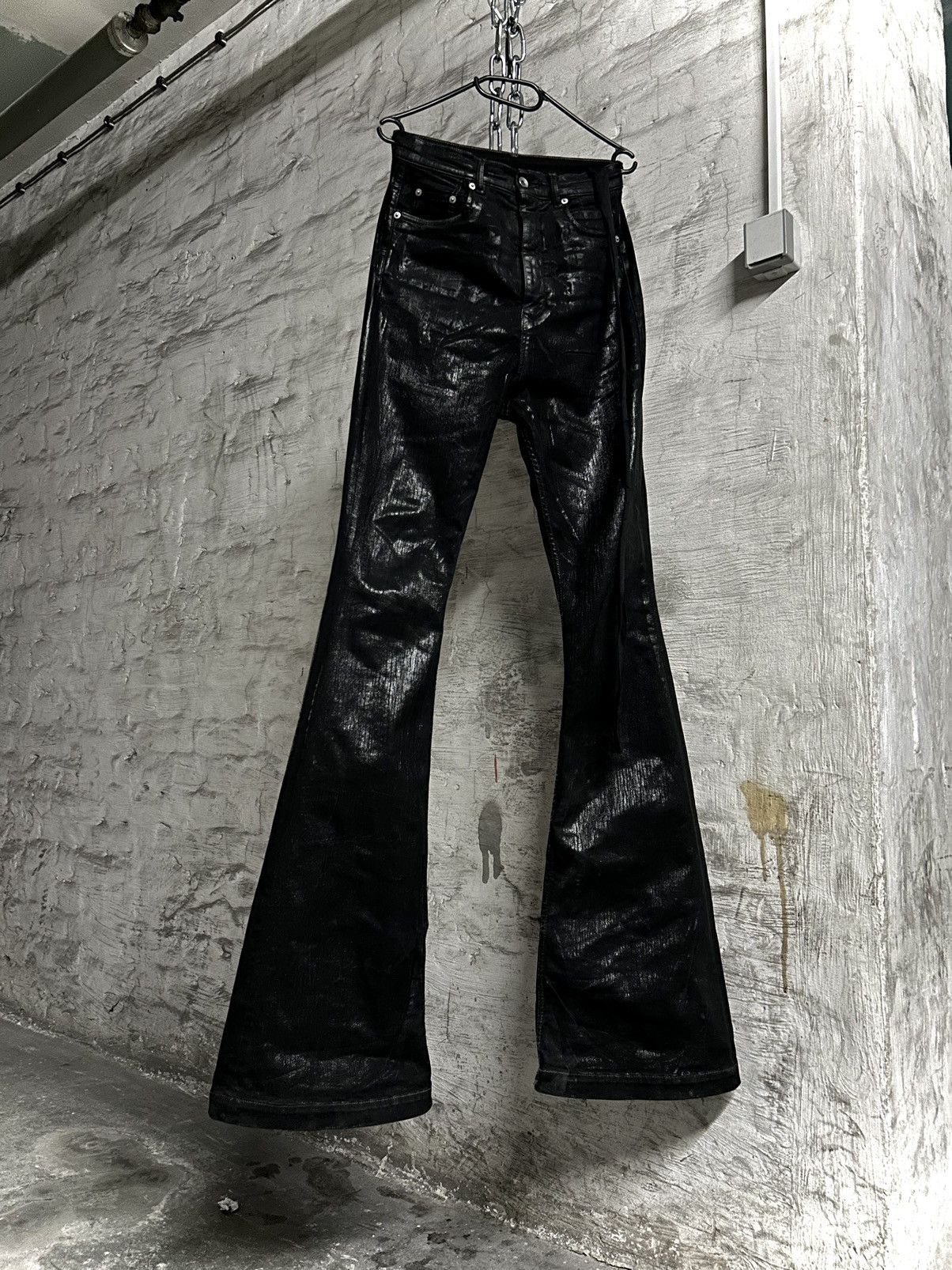 image of Rick Owens Waxed Bolan (Sold) in Black, Men's (Size 30)