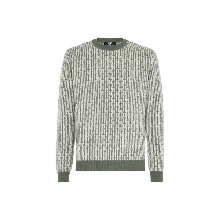 Fendi Fendi Green Logo Long Sleeve Sweater for Men 0079 Size US L / EU 52-54 / 3 - 1 Thumbnail