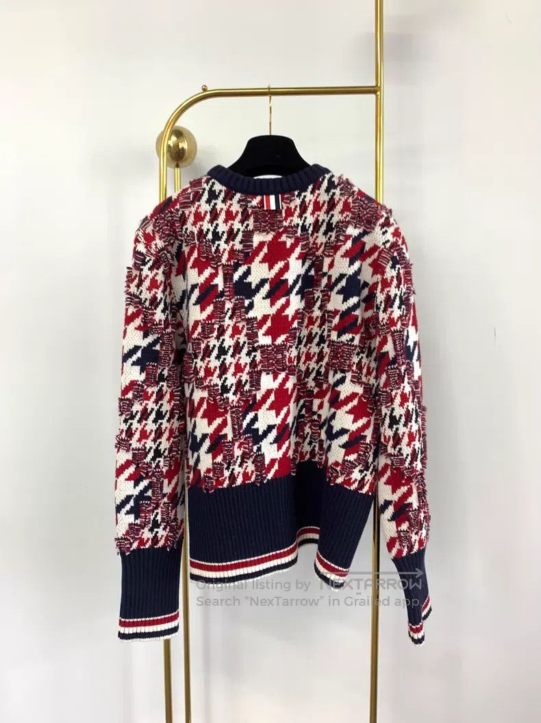 Thom Browne Thom Browne Red Houndstooth Sweater Size US S / EU 44-46 / 1 - 3 Thumbnail