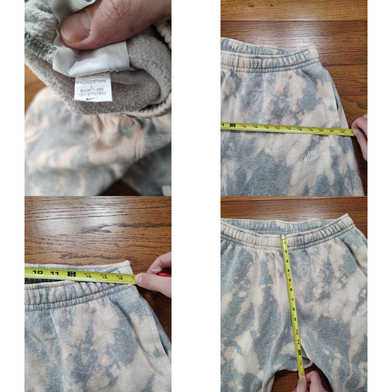 Nike Nike Sweatpants Mens Tie Dye Fleece Club Gray 90s Logo Pockets Drawstring Relaxed Casual Activewear Sportswear Pants Size US 33 - 8 Thumbnail