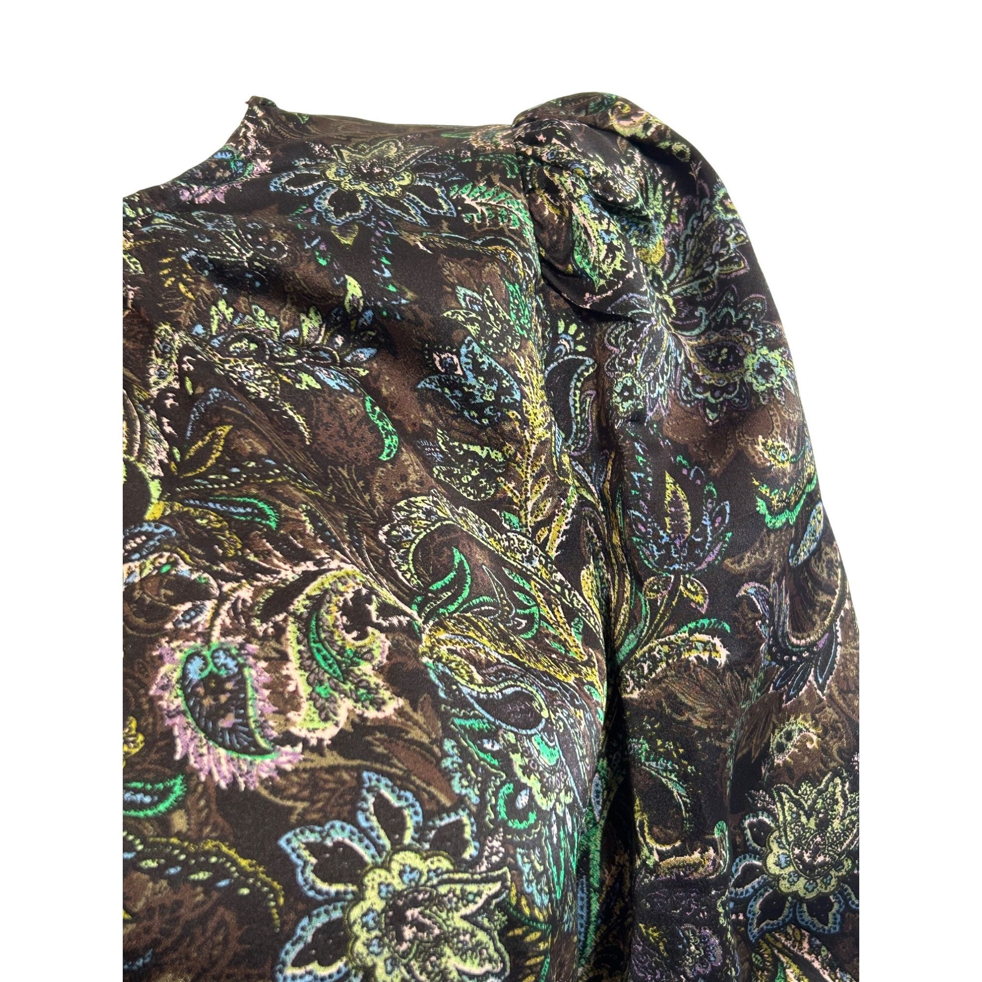 Other Pleione Women’s Blouse M Long Puff Sleeve Paisley Floral Bro Size M / US 6-8 / IT 42-44 - 10 Thumbnail