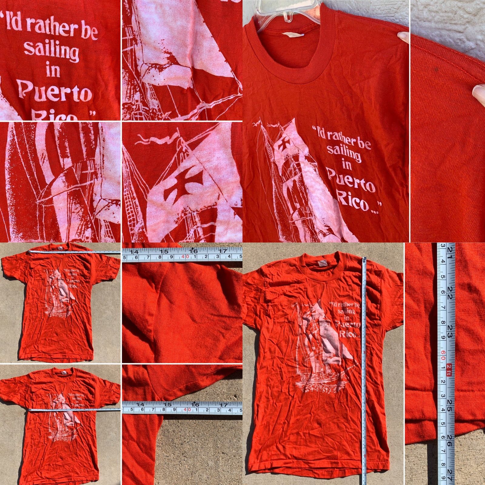 Vintage VINTAGE I’d Rather Be Sailing In Puerto Rico T Shirt 70s 80s Single Stitch L Shirt Mens Red 70s 80s Sailing Puerto Rico T-Shirt Size US L / EU 52-54 / 3 - 8 Thumbnail