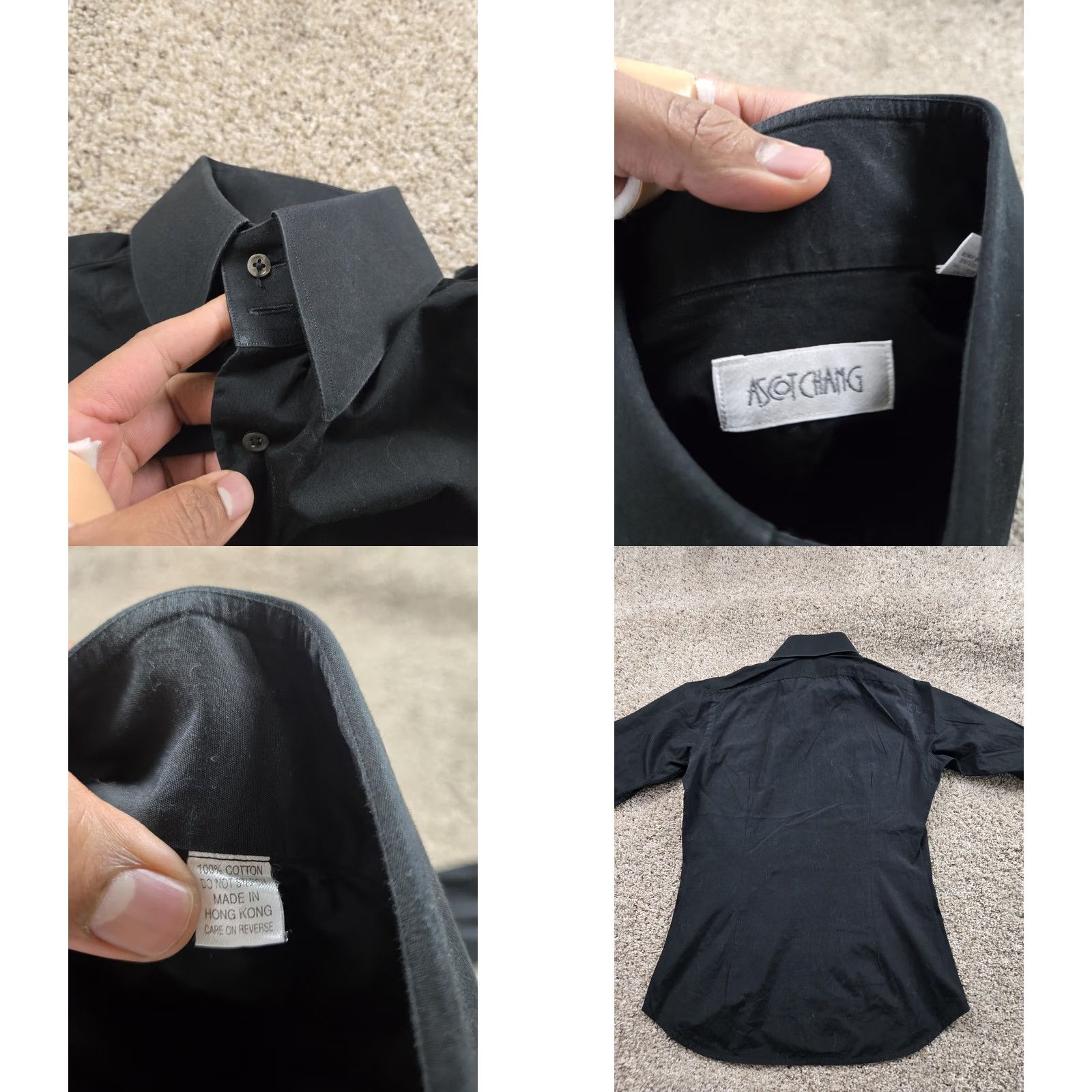 Vintage Ascot Chang Shirt Mens M Black 100% Cotton Dress Monogram French Cuff Shirt Dress Shirt Mens Black 100% Cotton Monogram French Cuff Size 40R - 8 Thumbnail
