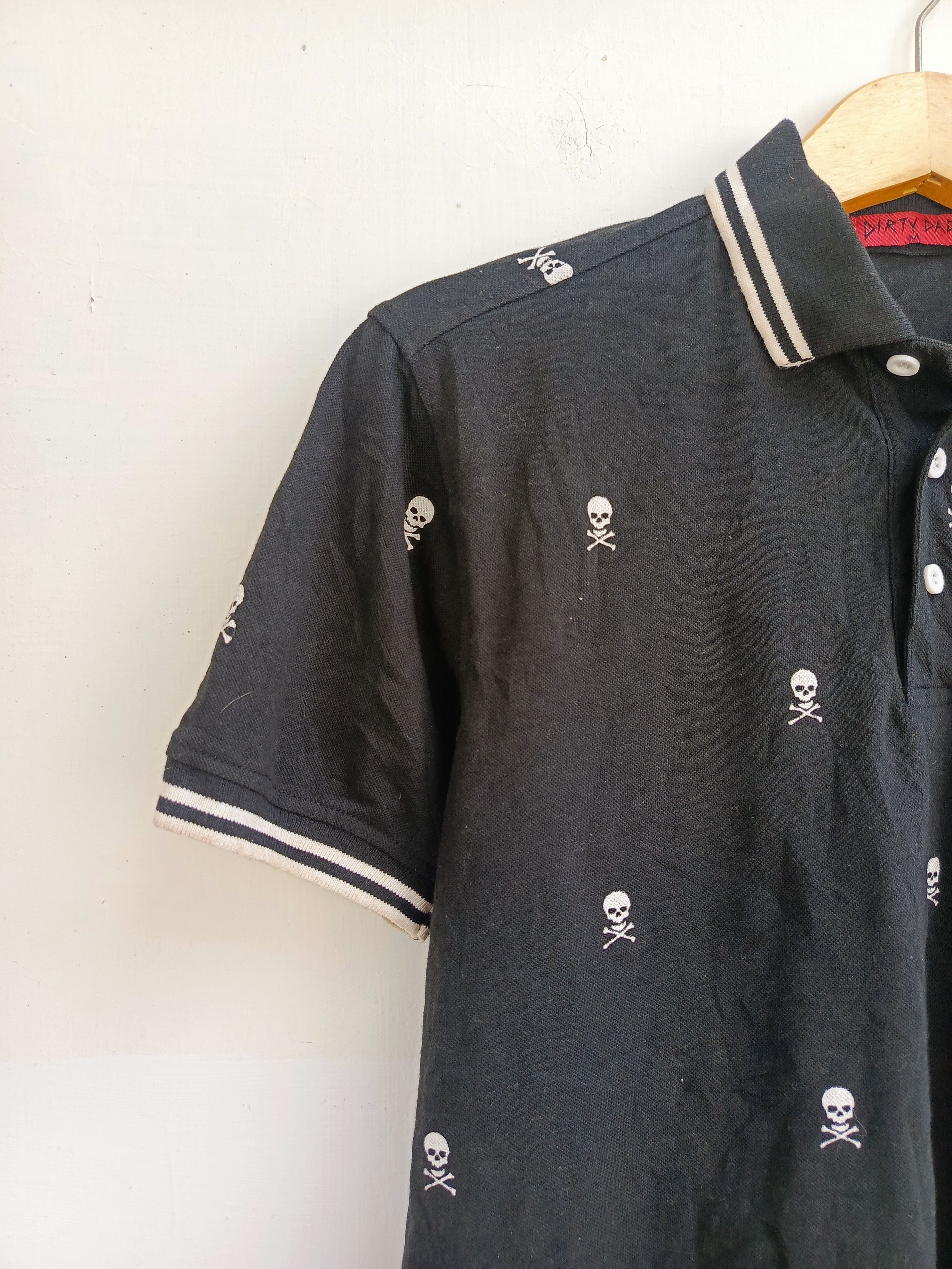 Japanese Brand Dirty Dad All-Over Skull Print Polo Shirt Black Size US M / EU 48-50 / 2 - 3 Thumbnail