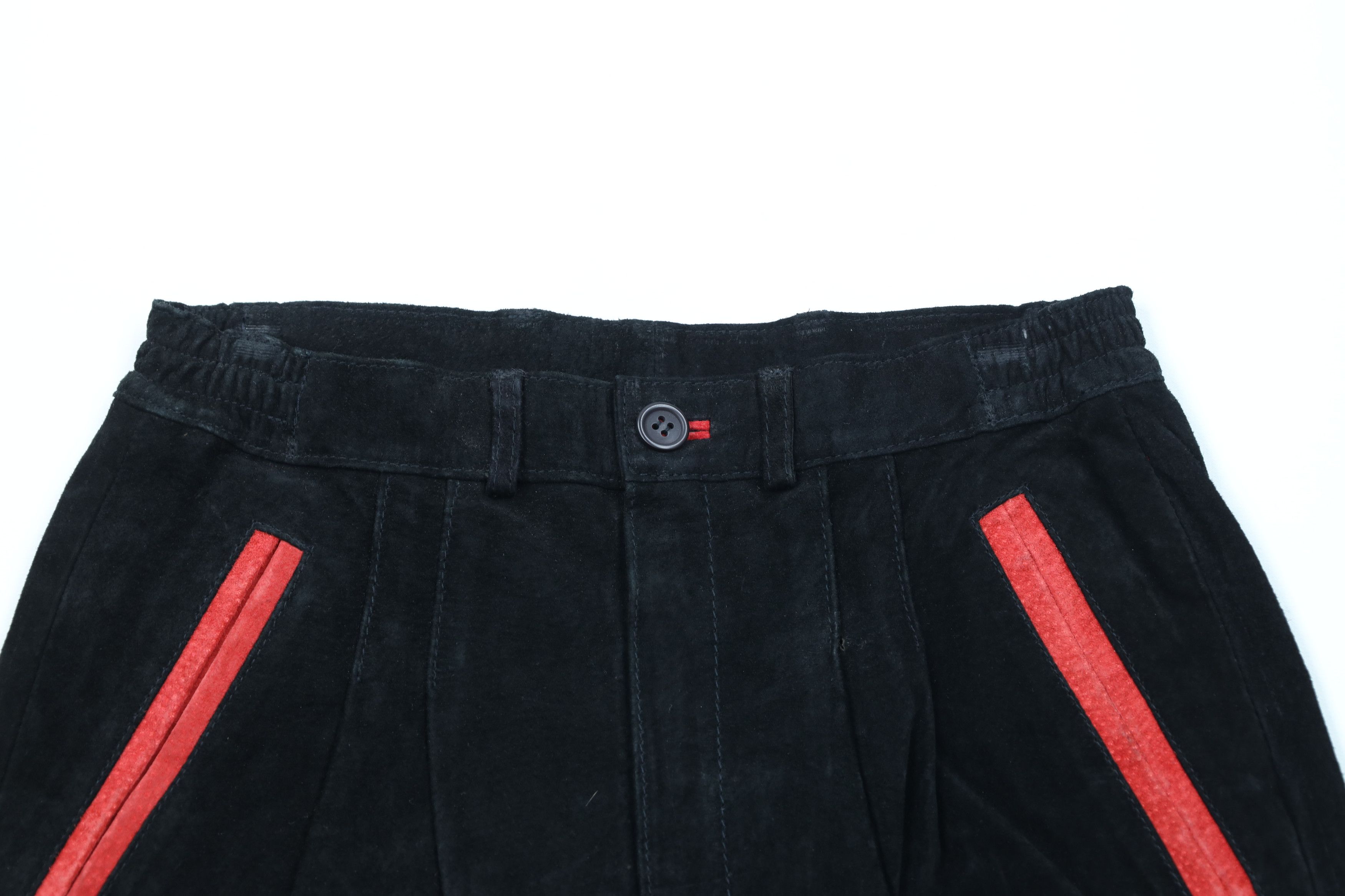 Vintage Vintage 90s Streetwear Striped Pleated Suede Leather Shorts Size US 30 / EU 46 - 2 Thumbnail