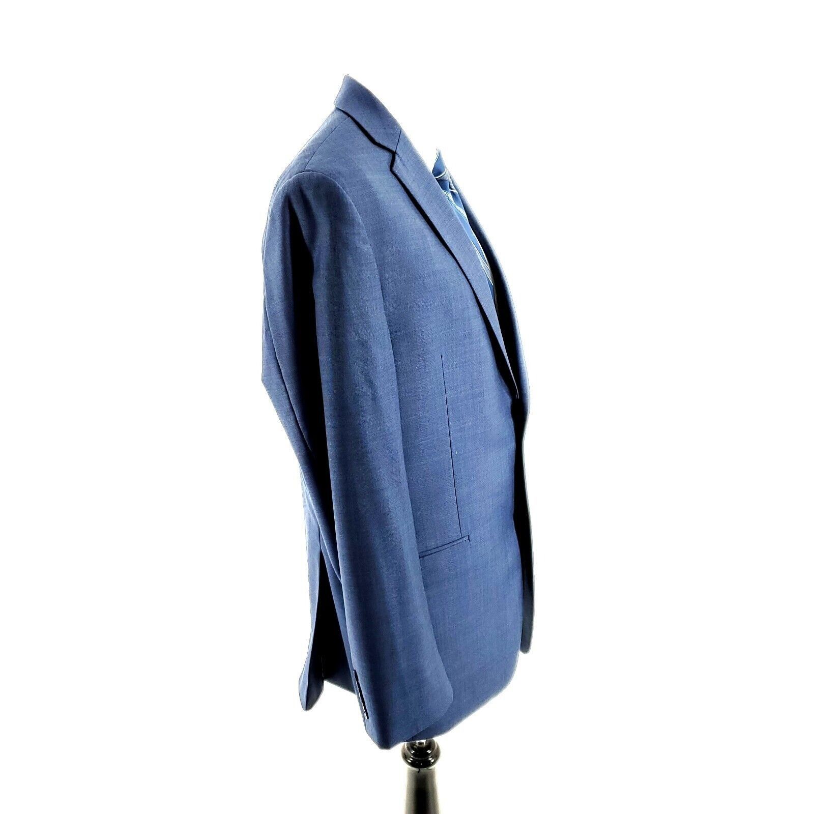 Calvin Klein Calvin Klein Wool 2 Button Blazer 40L Blue Sharkskin Size 40L - 6 Thumbnail