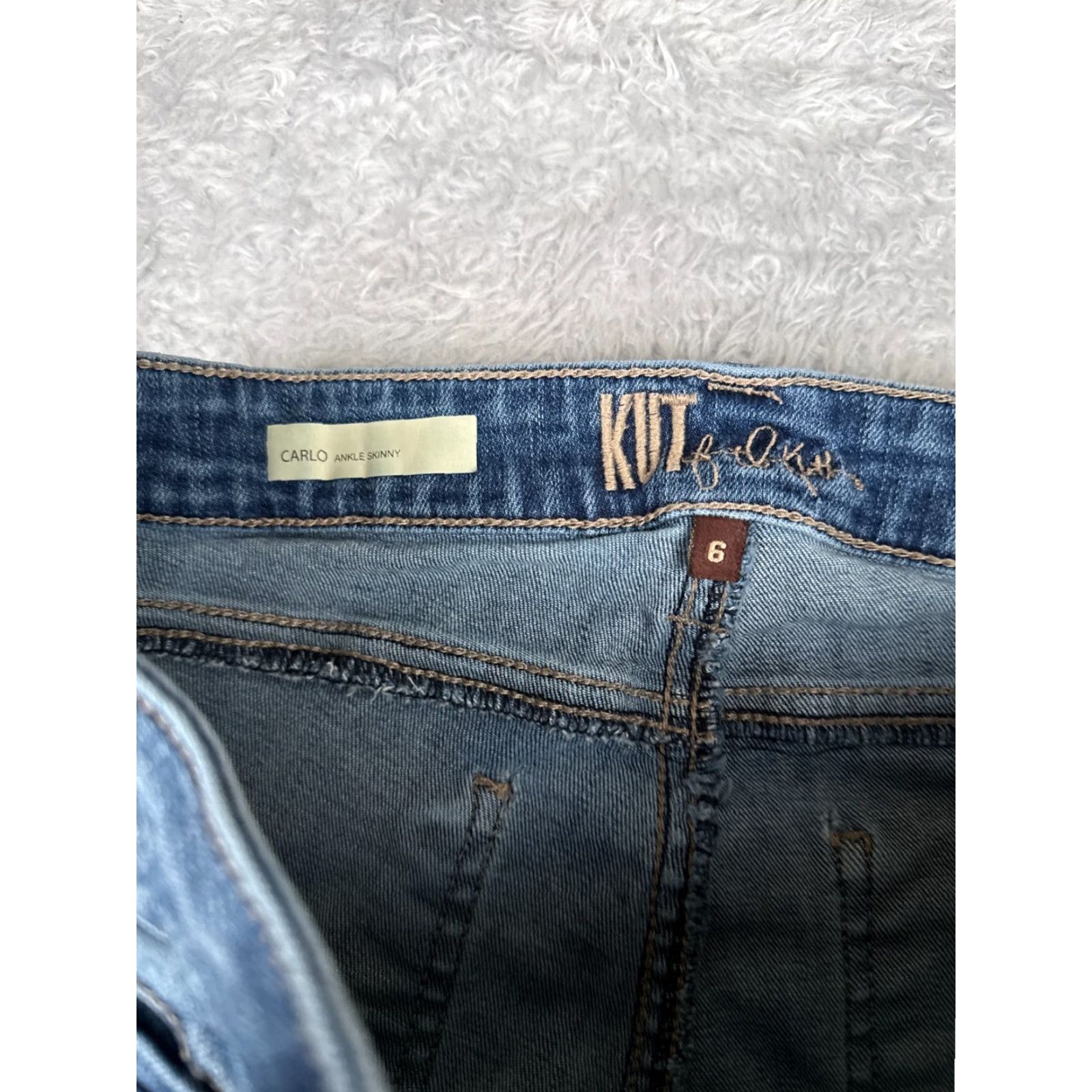 Vintage KUT from the Kloth Jeans Women 6 Blue Denim Carlo Skinny Ankle Low Rise 29x25 - Regular Fit, Distressed, Stretch, Cotton Jeans Size 28" / US 6 / IT 42 - 6 Thumbnail