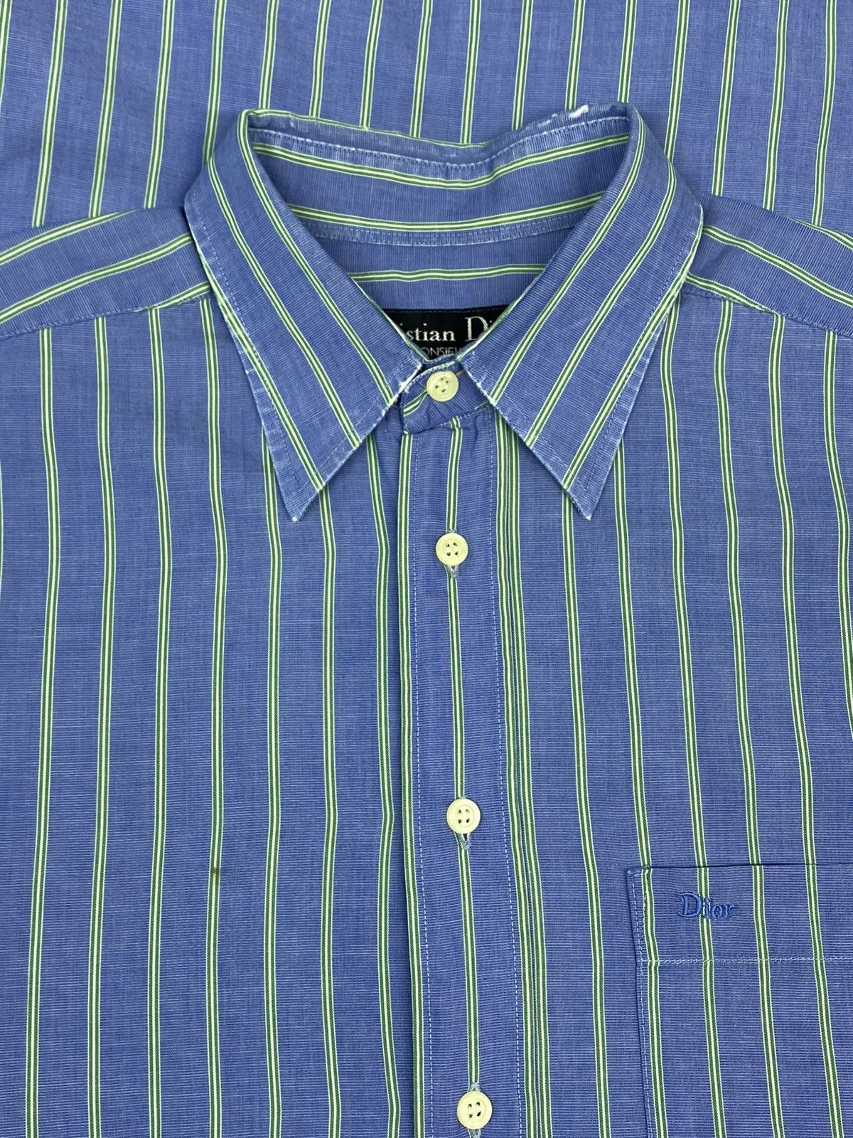 Christian Dior Monsieur Vintage Christian Dior Striped Short Sleeve Shirt Size US L / EU 52-54 / 3 - 9 Thumbnail