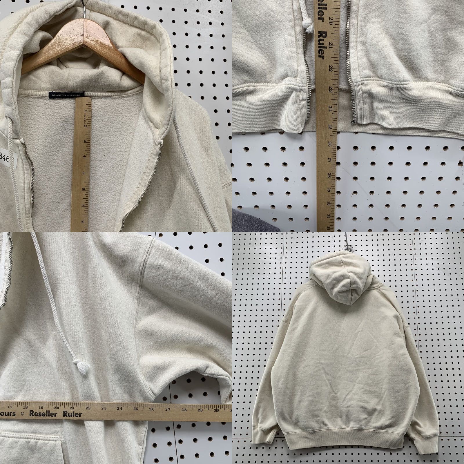 Brandy Melville VINTAGE Brandy Melville Beige Zip Up Hoodie Sweatshirt Womens One Size Oversized Size ONE SIZE - 8 Thumbnail
