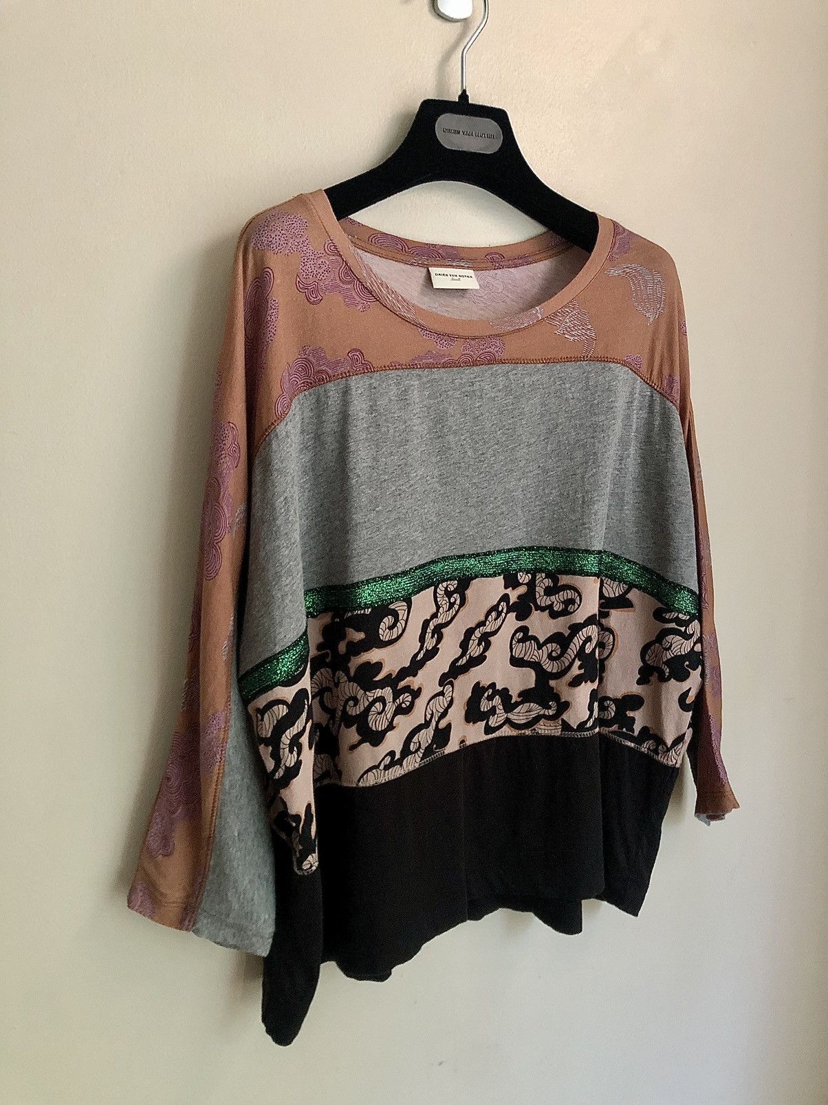Dries Van Noten Dries Van Noten Glittered Striped Multi Print Shirt Size US S / EU 44-46 / 1 - 8 Thumbnail