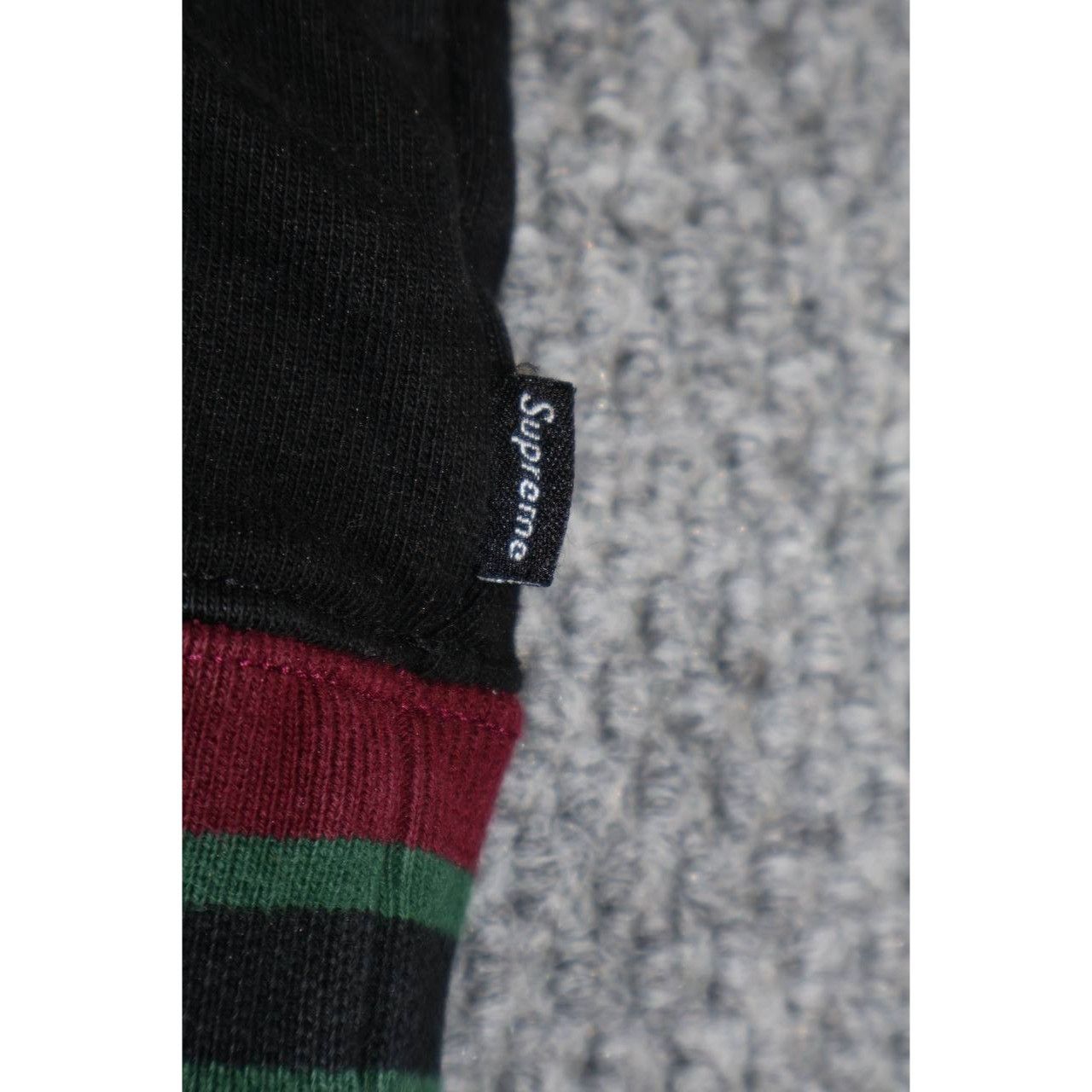 Supreme Supreme Striped Rib Hoodie Black Bleached Box Logo Tag M Size US M / EU 48-50 / 2 - 6 Thumbnail