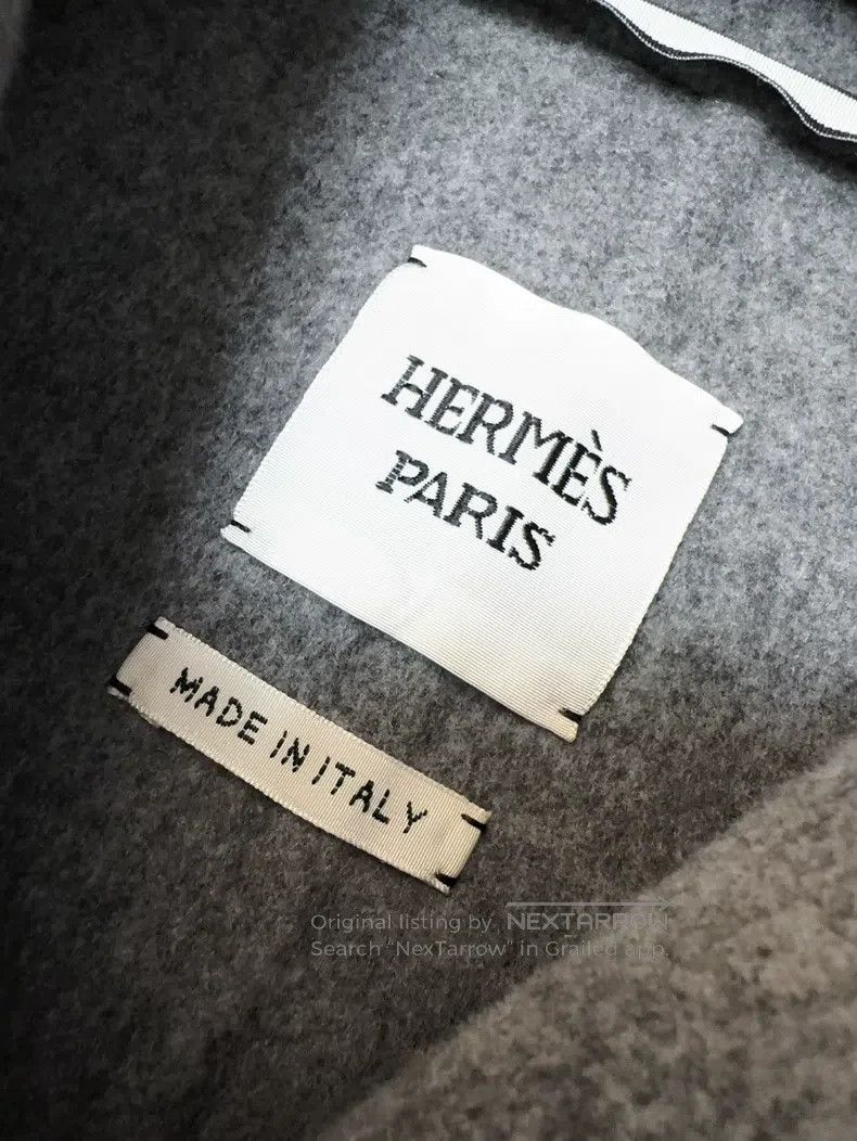 Hermes Hermes Gray Double-Breasted Cashmere Coat with Belt Size XXS / US 00 / IT 34 - 6 Thumbnail