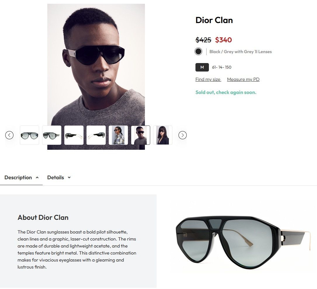 Christian Dior Monsieur × Dior Dior Clan 8071I UNISEX Black Aviator Sunglasses 61-14-150 Size ONE SIZE - 12 Thumbnail