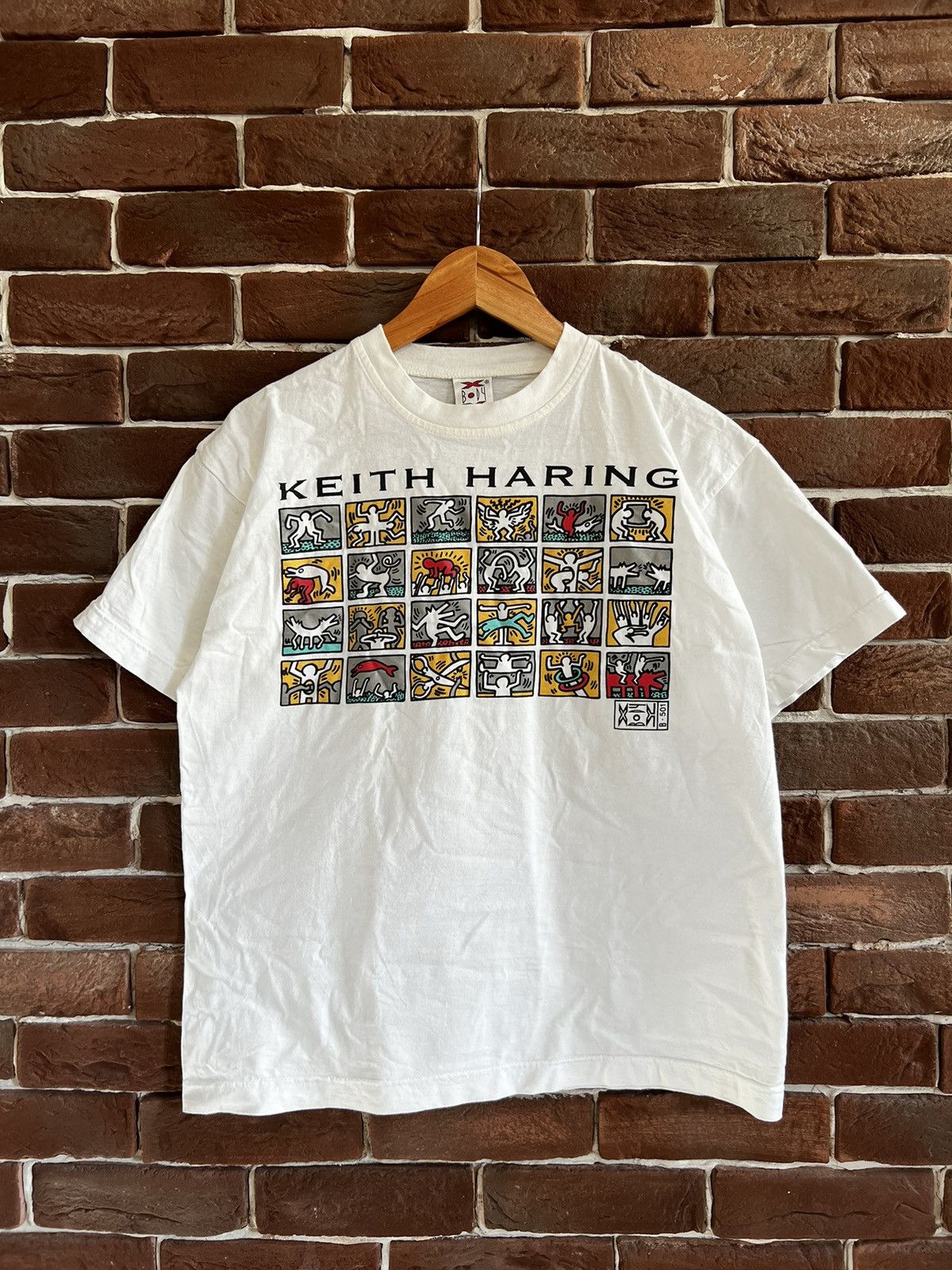 Vintage 00s Keith Haring Pop Art Tee Rare Hype L White Y2K