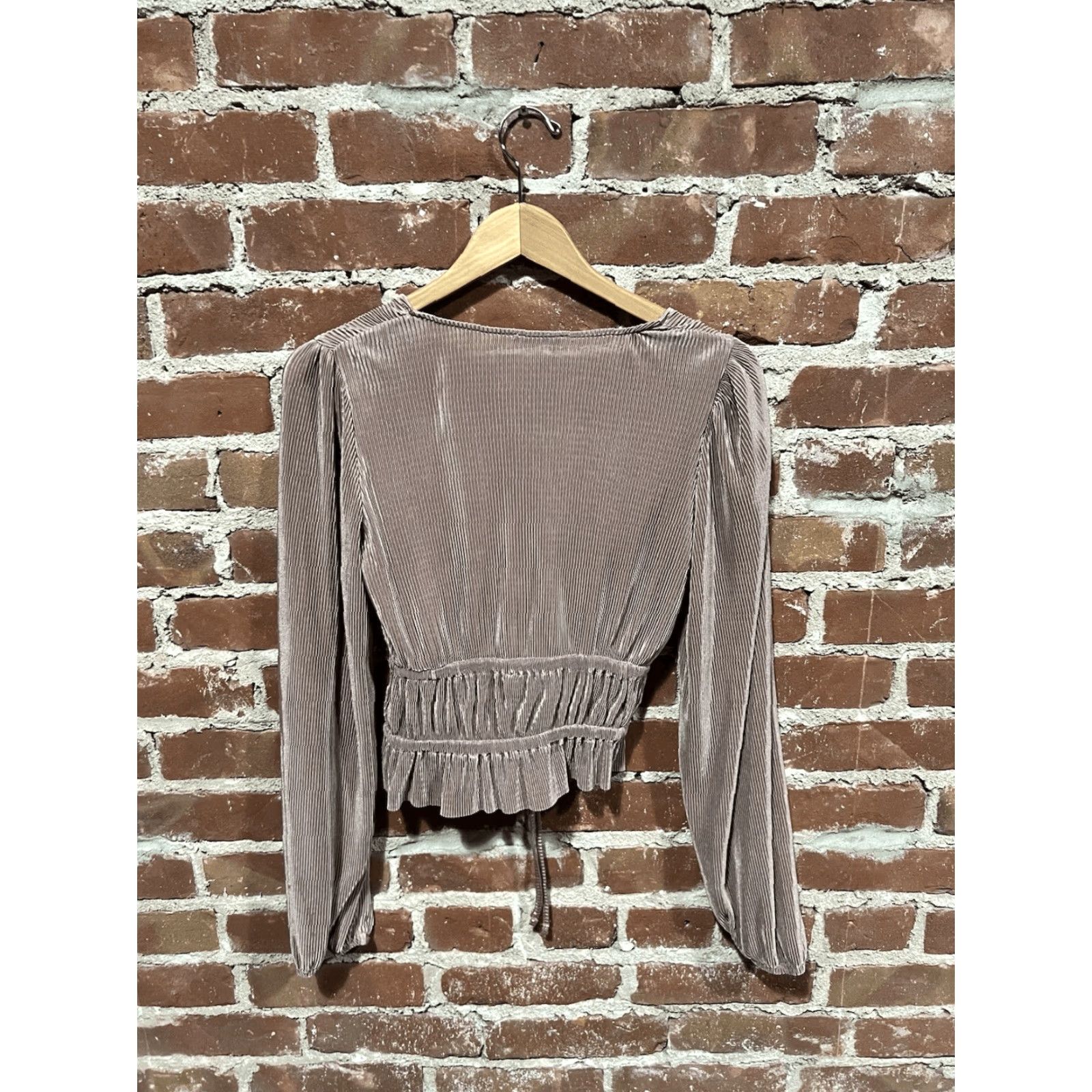 Zara Zara Womens Brown Long Sleeve Ribbed Shirt Size Small Size S / US 4 / IT 40 - 2 Thumbnail