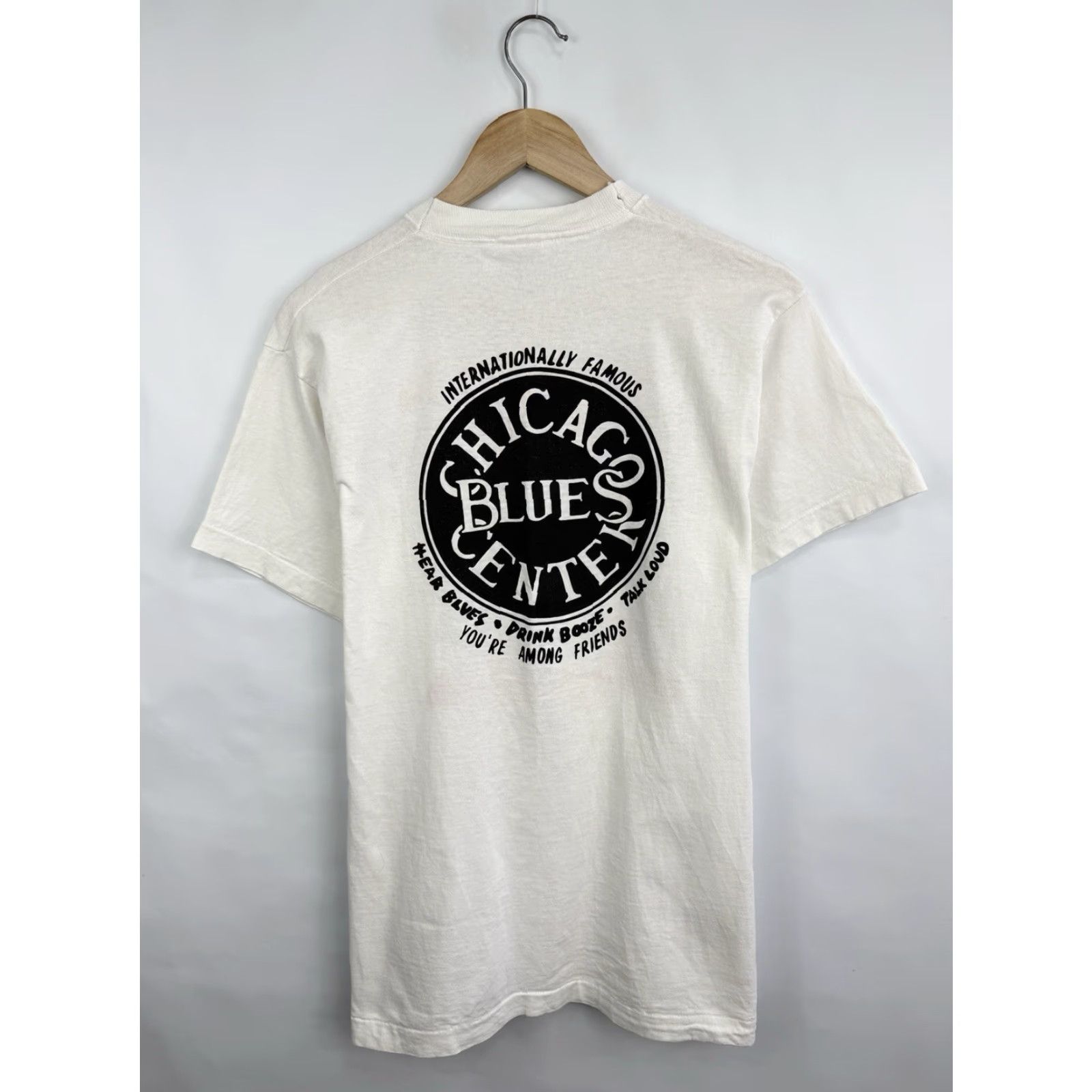 Fruit Of The Loom VINTAGE Kingston Mines Chicago Blues Center T-Shirt Mens L White 80s Fruit of the Loom Shirt Size US L / EU 52-54 / 3 - 7 Thumbnail