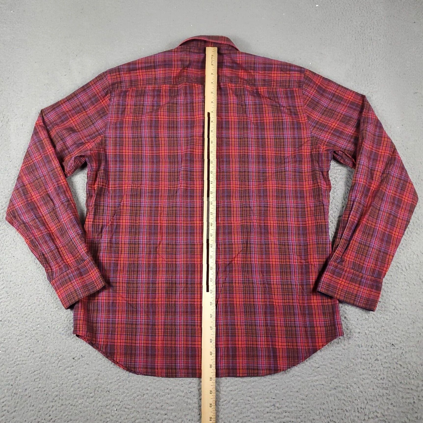 BUGATCHI Bugatchi Uomo Shirt XL Red Plaid Long Sleeve Button-Up Mens Size US XL / EU 56 / 4 - 3 Thumbnail
