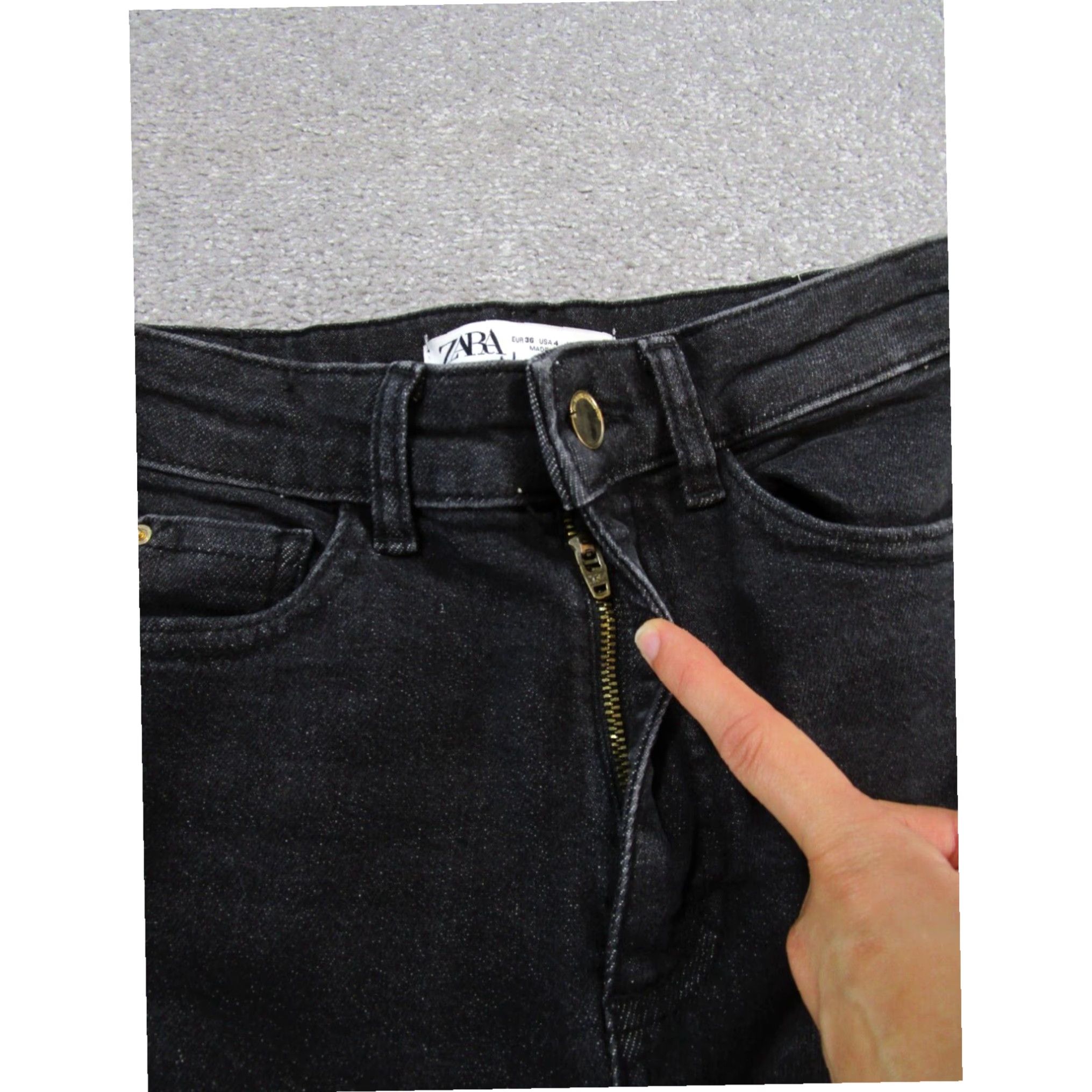 Zara Womens High Rise Black Zara Skinny Jeans 4 XL Extra Large Size 27" / US 4 / IT 40 - 3 Thumbnail