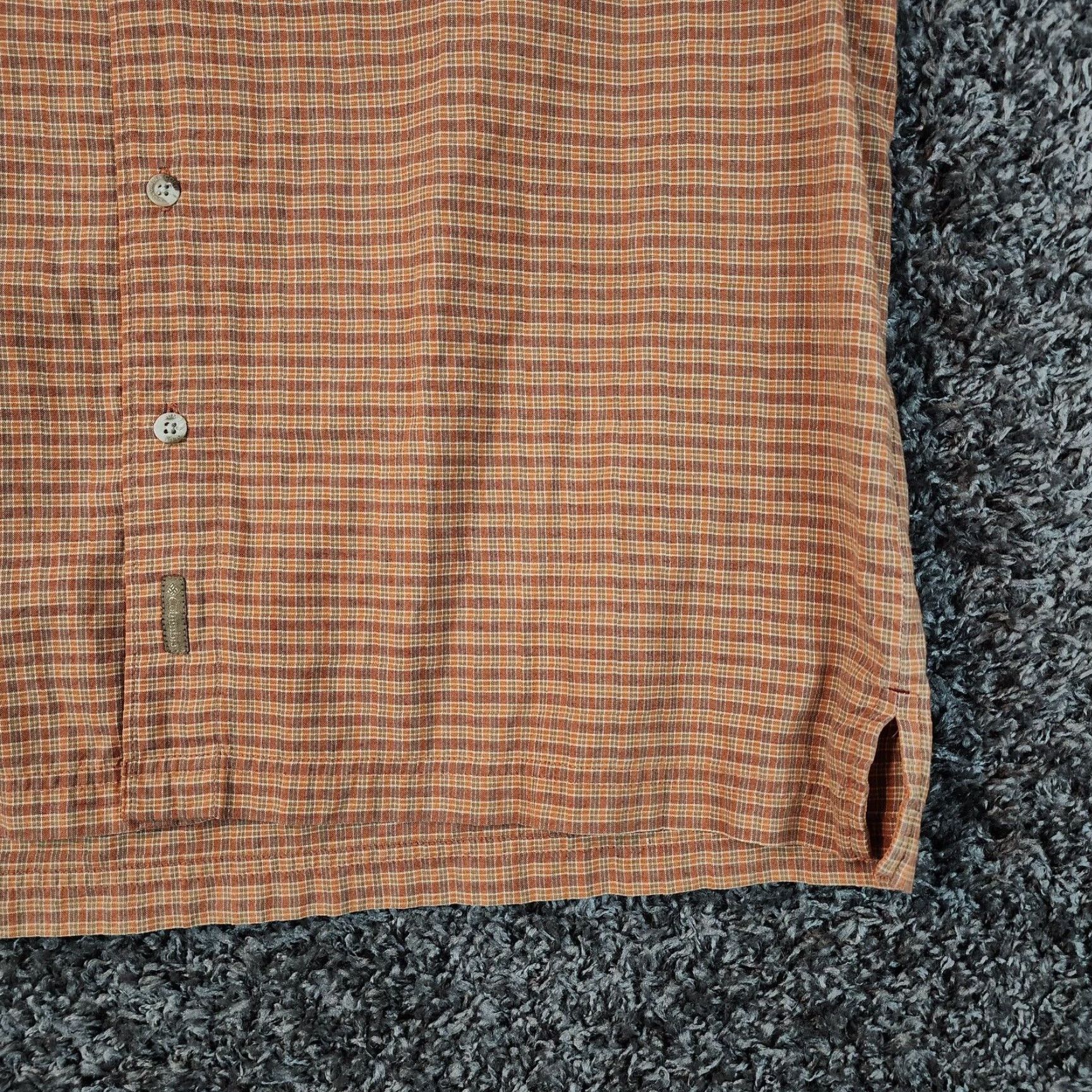 Vintage COLUMBIA Men's Orange Checkered Short Sleeve Button-Up Shirt XL Size US 36 / EU 52 - 2 Thumbnail