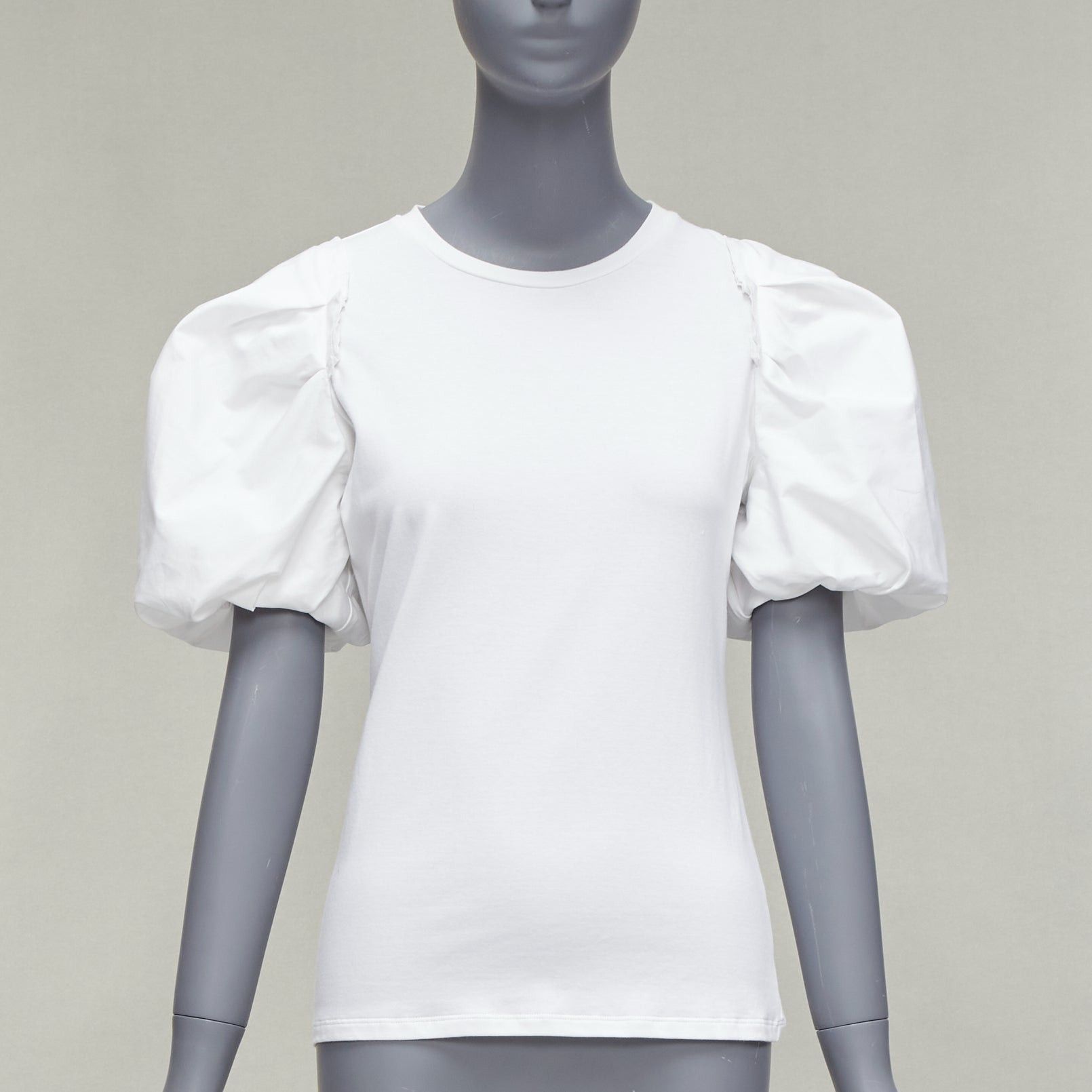 Alexander McQueen ALEXANDER MCQUEEN white cotton puff short sleeves fitted tshirt top IT38 XS Size XS / US 0-2 / IT 36-38 - 1 Thumbnail