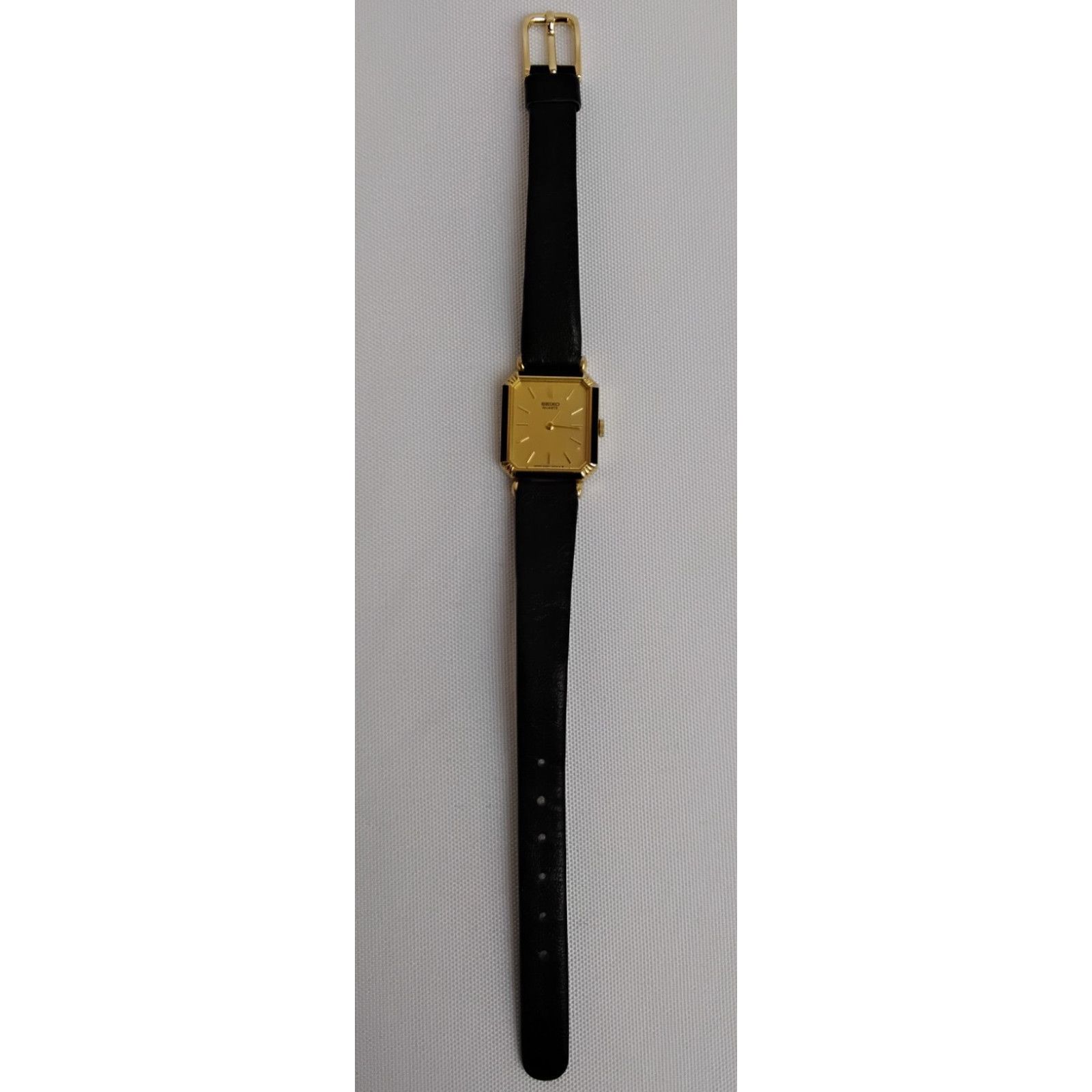 Seiko Seiko Quartz Ladies Watch 2320-676A Gold Dial Black Band VTG Size ONE SIZE - 4 Thumbnail