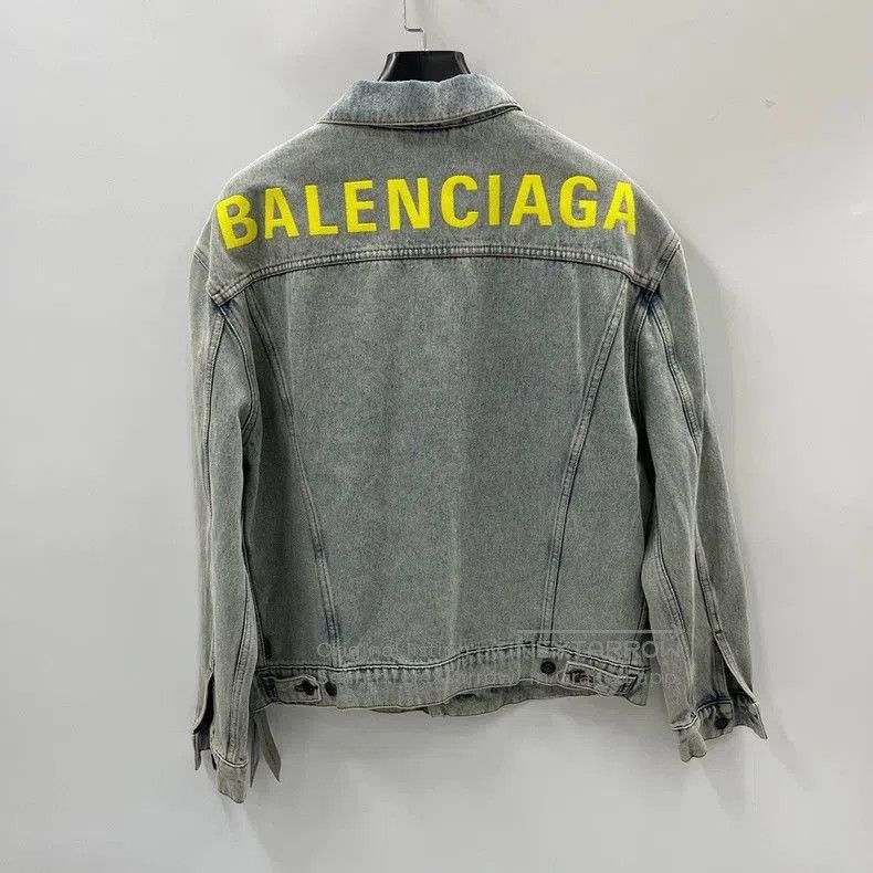 Balenciaga Balenciaga Green Logo Denim Jacket. Size US S / EU 44-46 / 1 - 7 Thumbnail