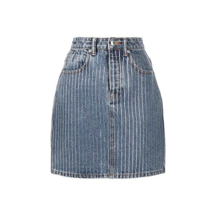 Alexander Wang Alexander Wang Blue Striped Denim Mini Skirt - Size 24" / US 00 / IT 34 - 1 Thumbnail