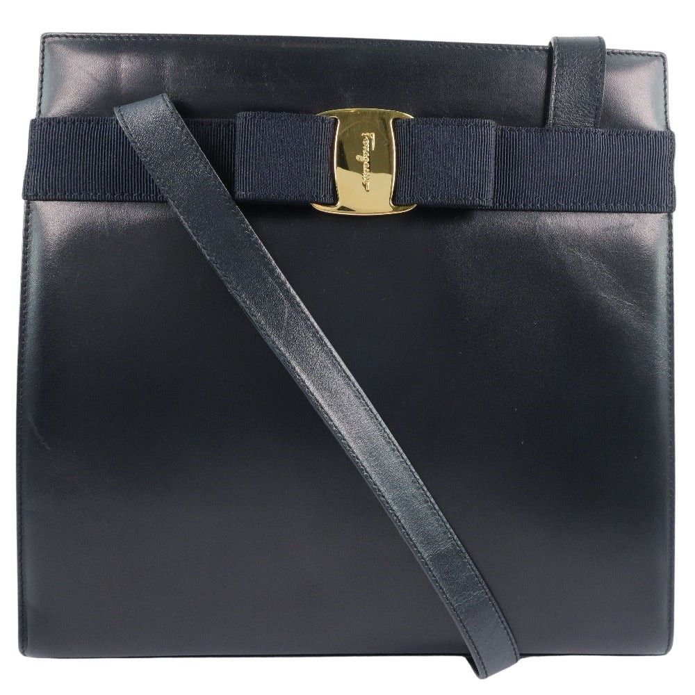 Salvatore Ferragamo Vala Navy Leather Shoulder Bag (Pre-Owned) Size ONE SIZE - 1 Thumbnail