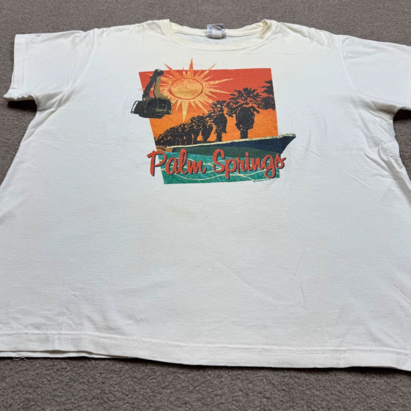 Vintage Crazy Shirts Womens Large White T-Shirt Cropped Palm Springs Logo Casual Ladies Size L / US 10 / IT 46 - 2 Thumbnail