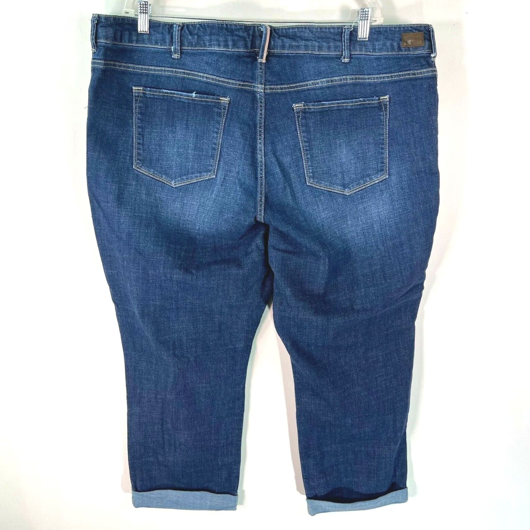 Lee Lee Womens Modern Series Distressed Cropped Blue Denim Jeans 24W Medium Size 42" / US 20 - 2 Thumbnail