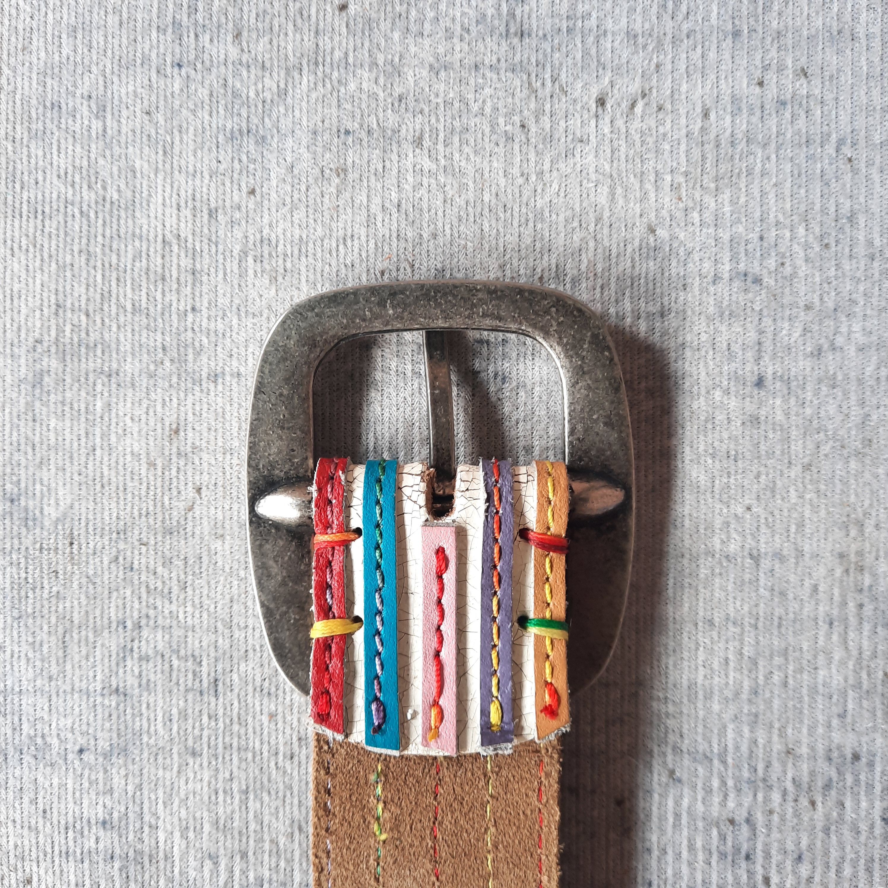 14th Addiction 🧵 Japanese craft garrison multicolor rainbow leather belt Size ONE SIZE - 3 Thumbnail