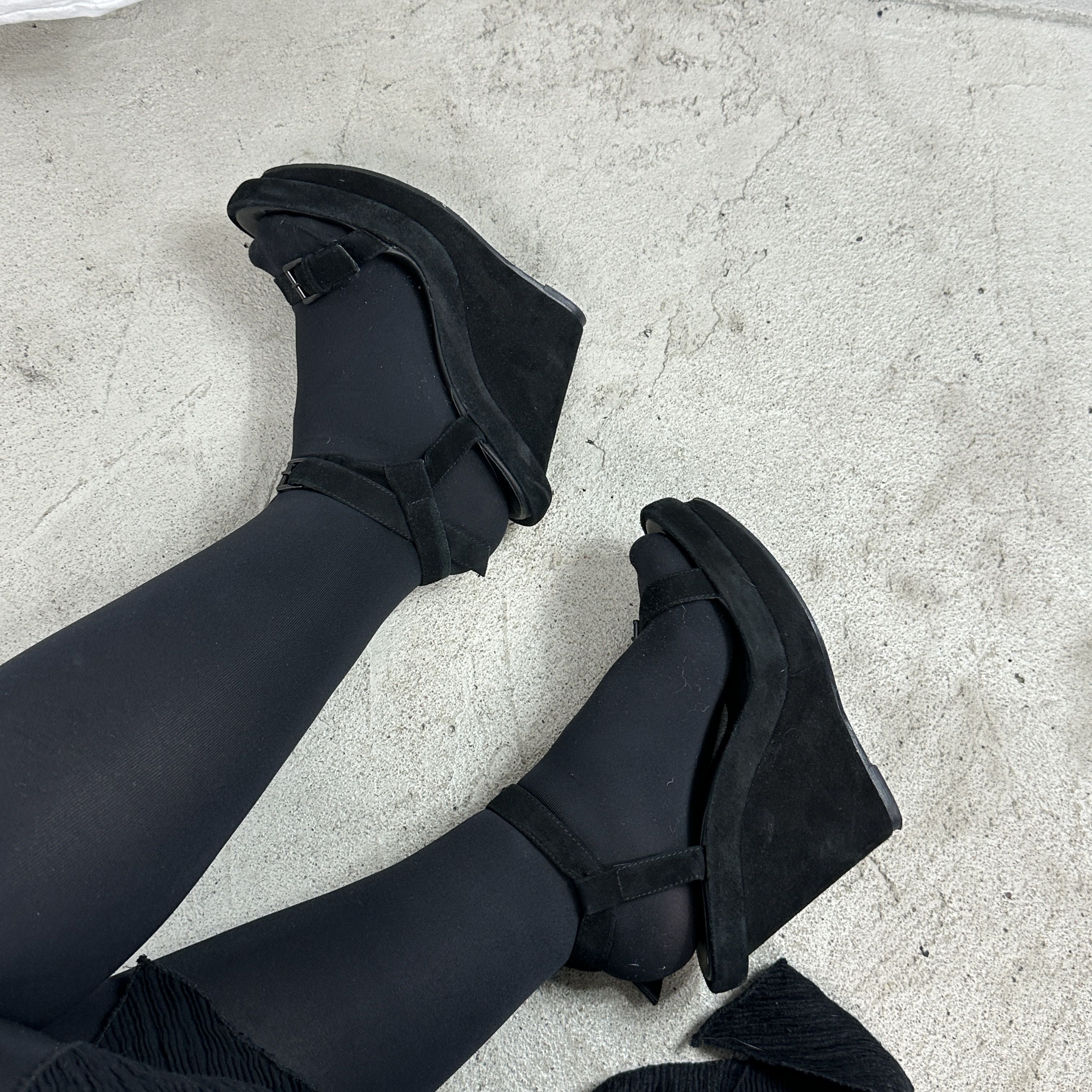 Ann Demeulemeester × Vintage Vintage Avant Garde Leather Wedge Suede Sandals Size US 8 / IT 38 - 3 Thumbnail