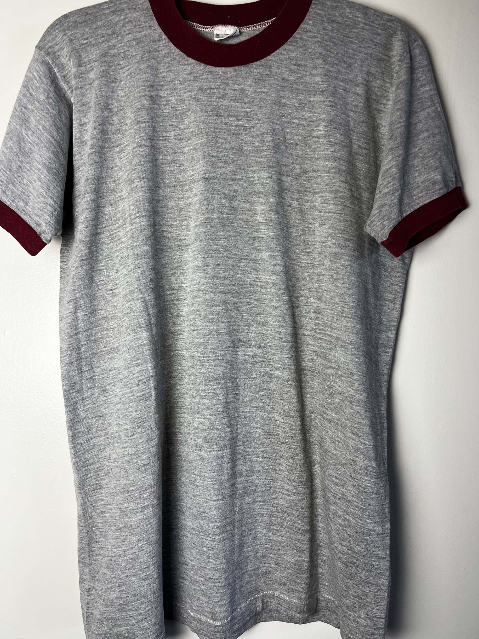 Towncraft Vintage 1960's Towncraft Plus JCPenny Maroon + Gray Ringer Size US L / EU 52-54 / 3 - 3 Thumbnail