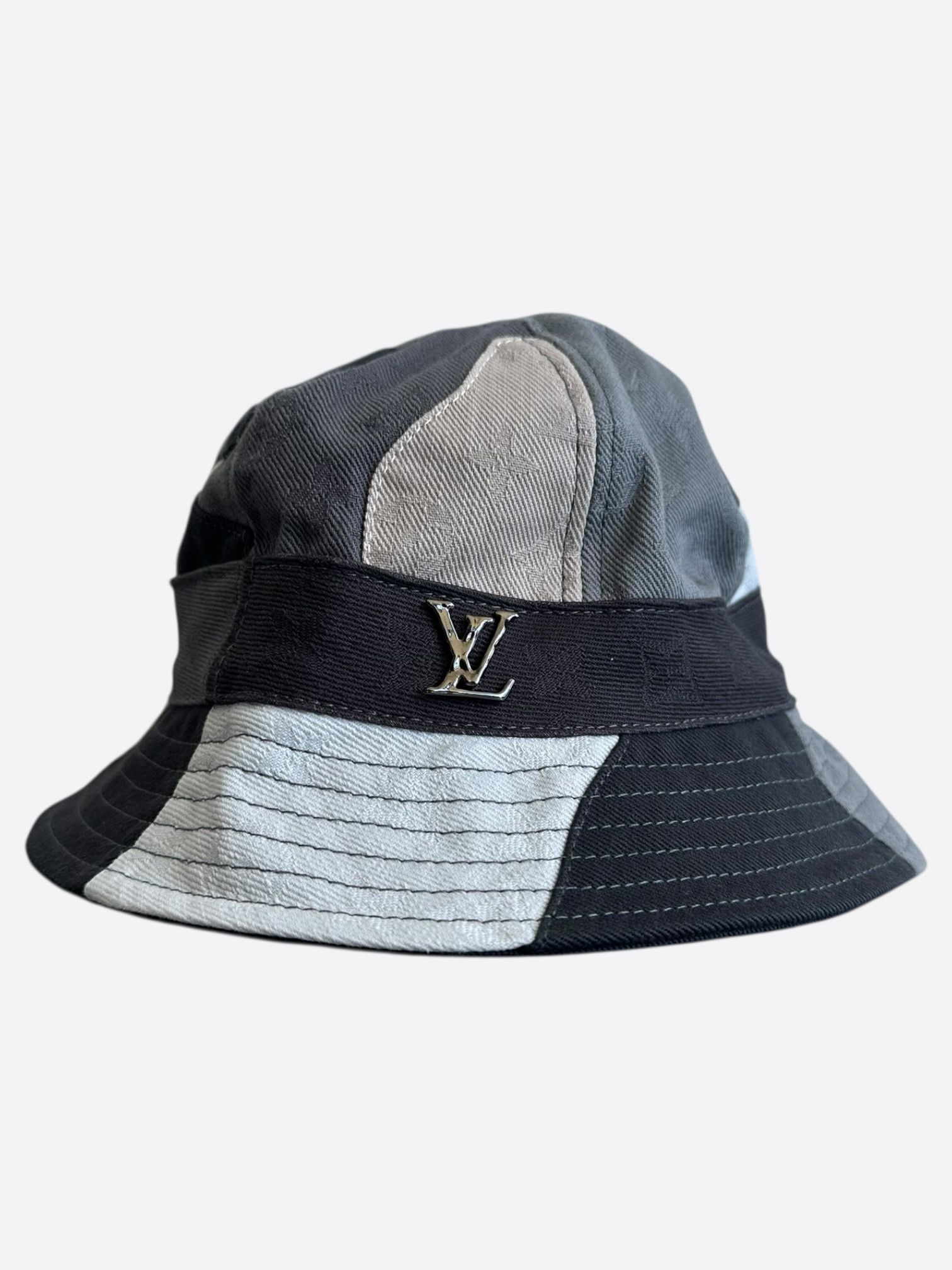 Louis Vuitton Louis Vuitton KidSuper Grey Patchwork Bucket Hat Size ONE SIZE - 1 Thumbnail