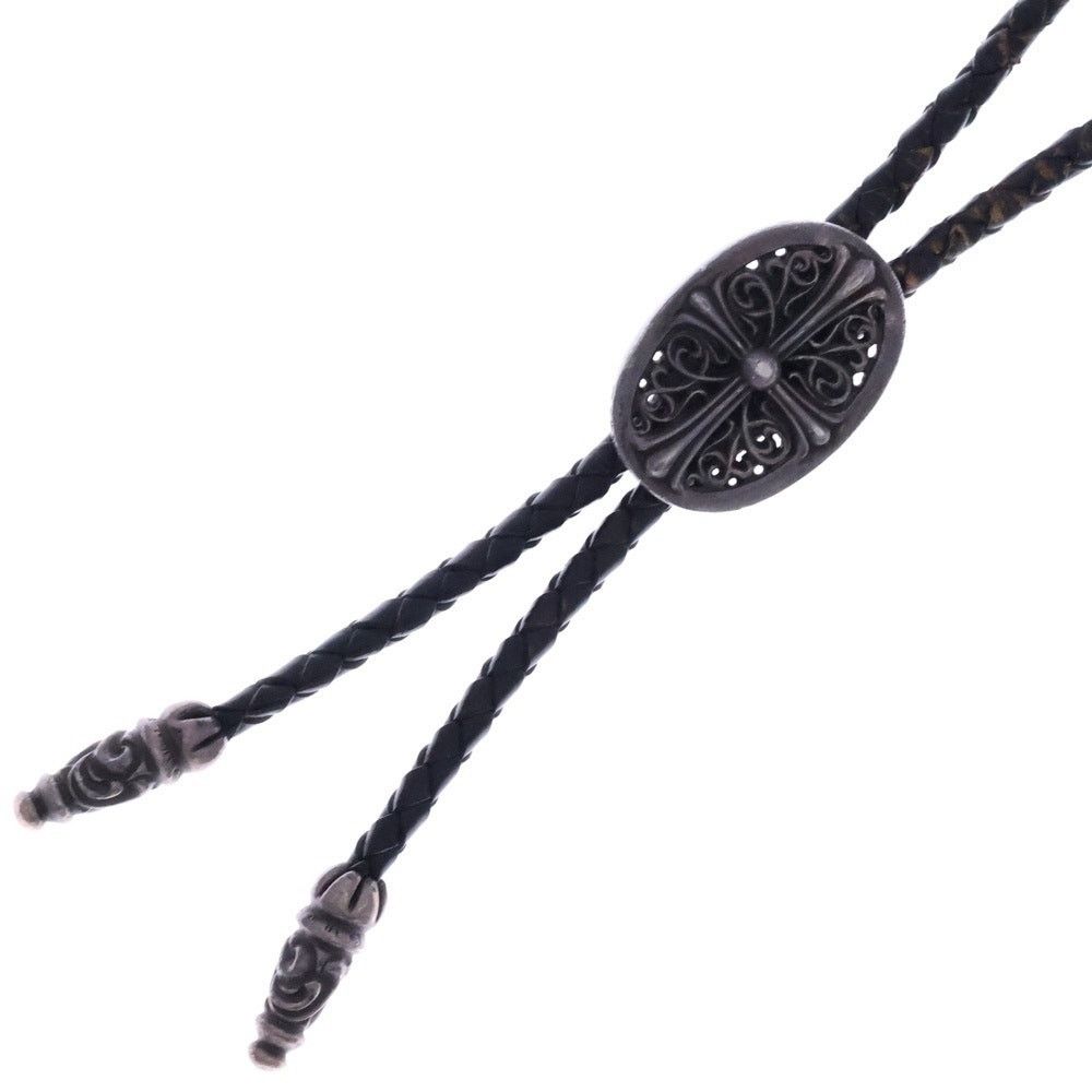Chrome Hearts Classic Oval Cross Loop Tie Silver Black