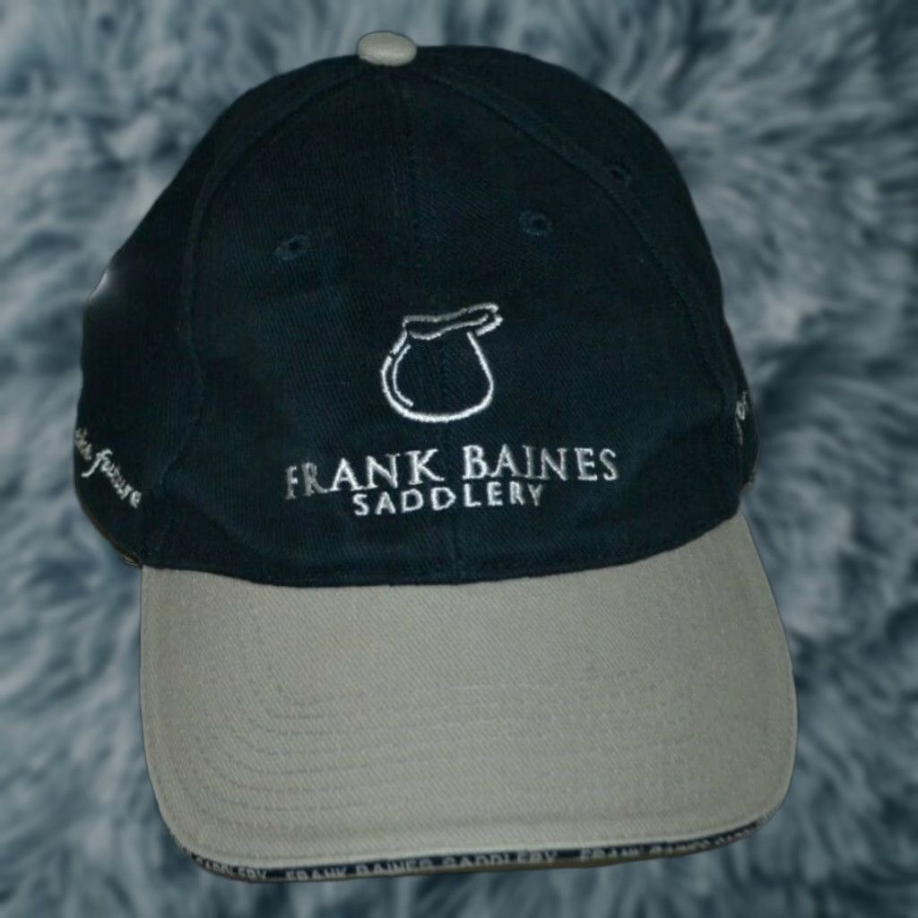 Vintage Frank Baines Saddlery Hat Cap Basebal Cap Men's Adjustable 100% Cotton Blue Lightweight Casual Horse Riding Equestrian Pattern Solid Size ONE SIZE - 1 Thumbnail