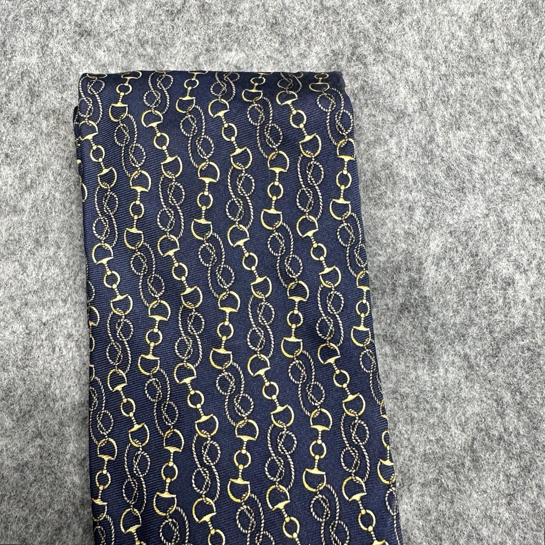 Jockey VINTAGE Beaufort Brand Mens Tie Horsebit Silk Equestrian Italy Geometric Retro 57" Blue Size ONE SIZE - 4 Thumbnail