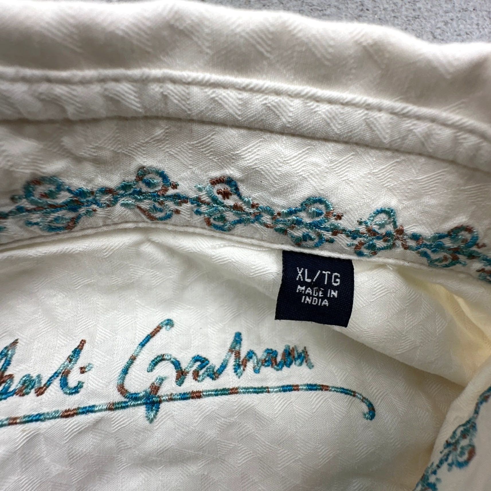 Robert Graham Robert Graham Long Sleeve Button Up Striped Mens Shirt XL White Textured Regular Fit Size US XL / EU 56 / 4 - 2 Thumbnail