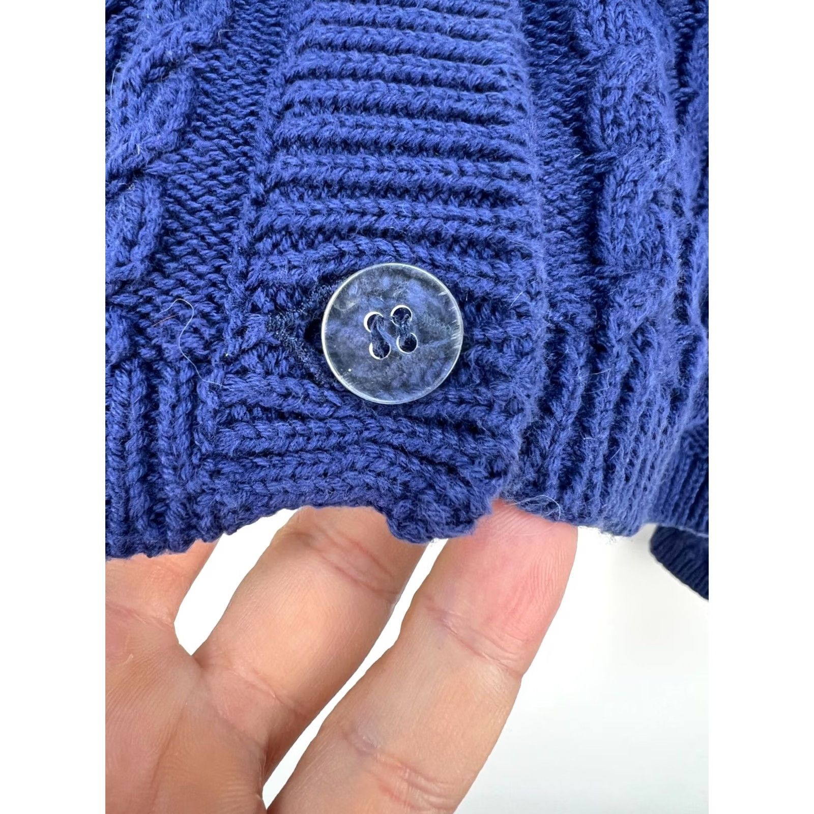 Vintage Agnes B Paris Blue Cotton Cable Knit Cardigan Sweater Collared Button Up Sz S Womens Cardigan Blue Knit Button Up Size S Size S / US 4 / IT 40 - 5 Thumbnail