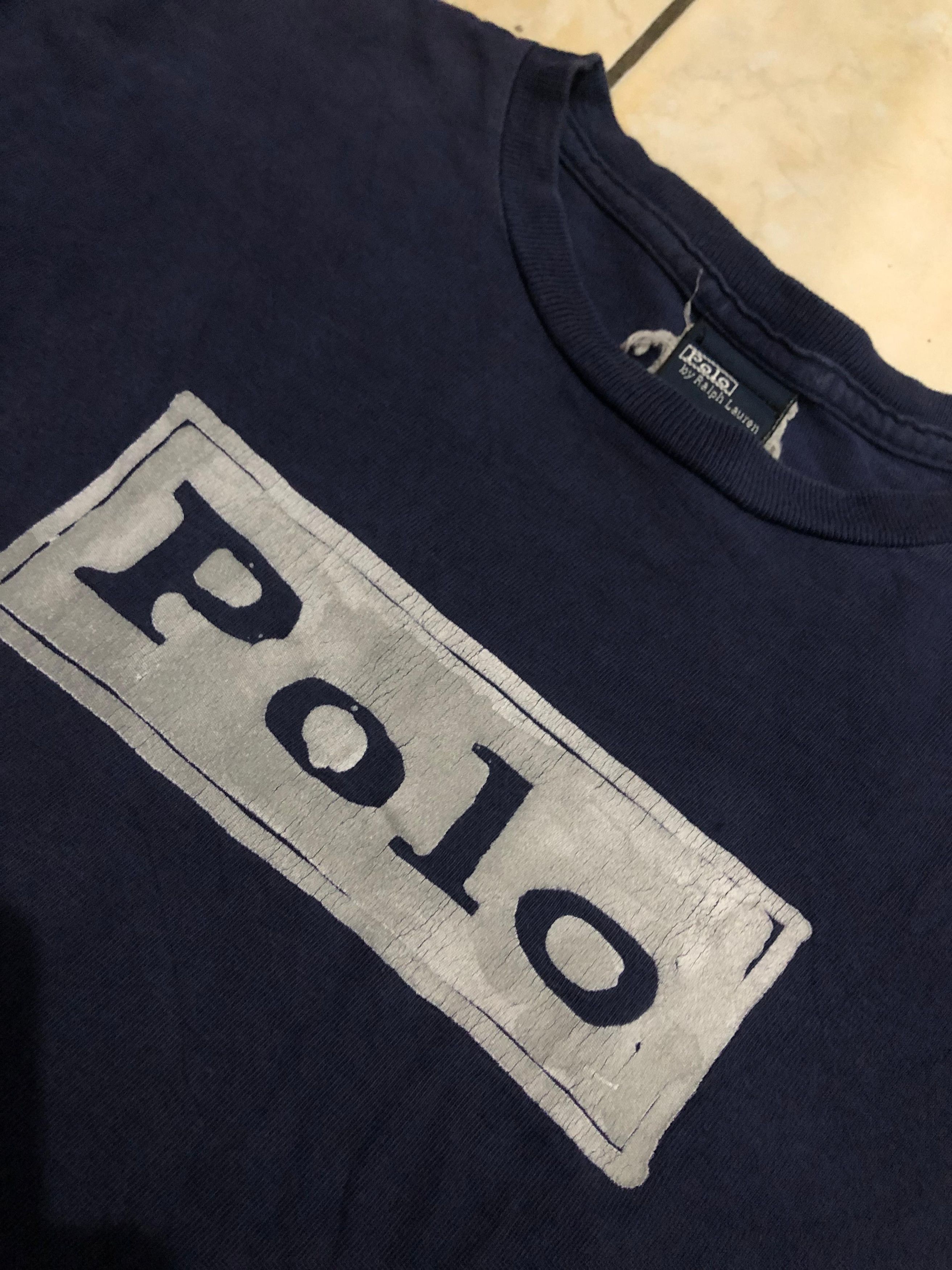 Polo Ralph Lauren VINTAGE Polo by Ralph Lauren Navy Block Logo Long Sleeve Tee Size S / US 4 / IT 40 - 3 Thumbnail