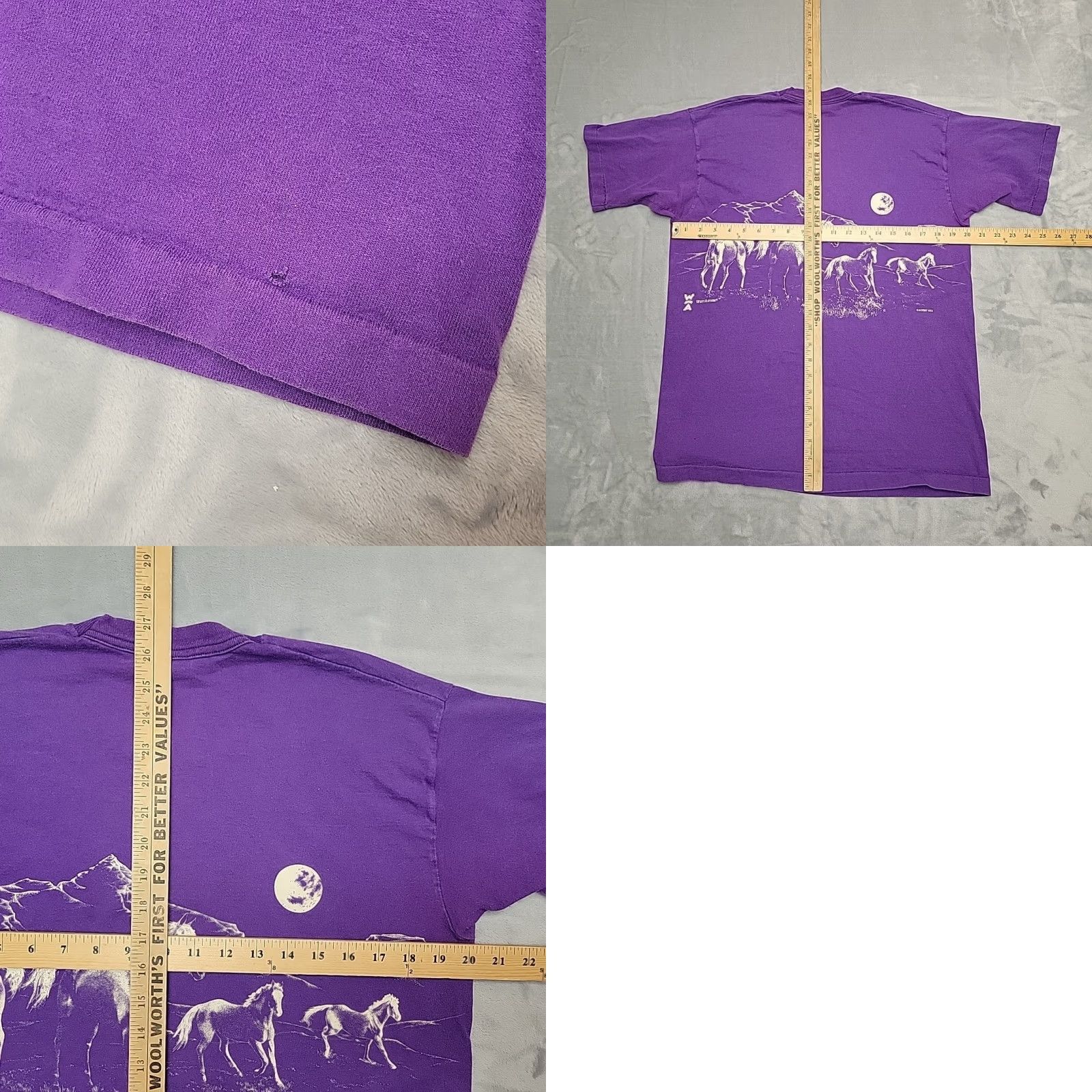 Fruit Of The Loom VTG Fruit of the Loom Bitterroot Valley Montana Shirt Mens L Purple AOP 90s Sports Cotton T-Shirt Crew Neck Short Sleeve Made in USA Mens Size US L / EU 52-54 / 3 - 8 Thumbnail