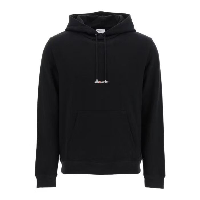 image of Saint Laurent Paris O1S22I1N0524 Logo Print Hoodie In Black, Men's (Size Large)