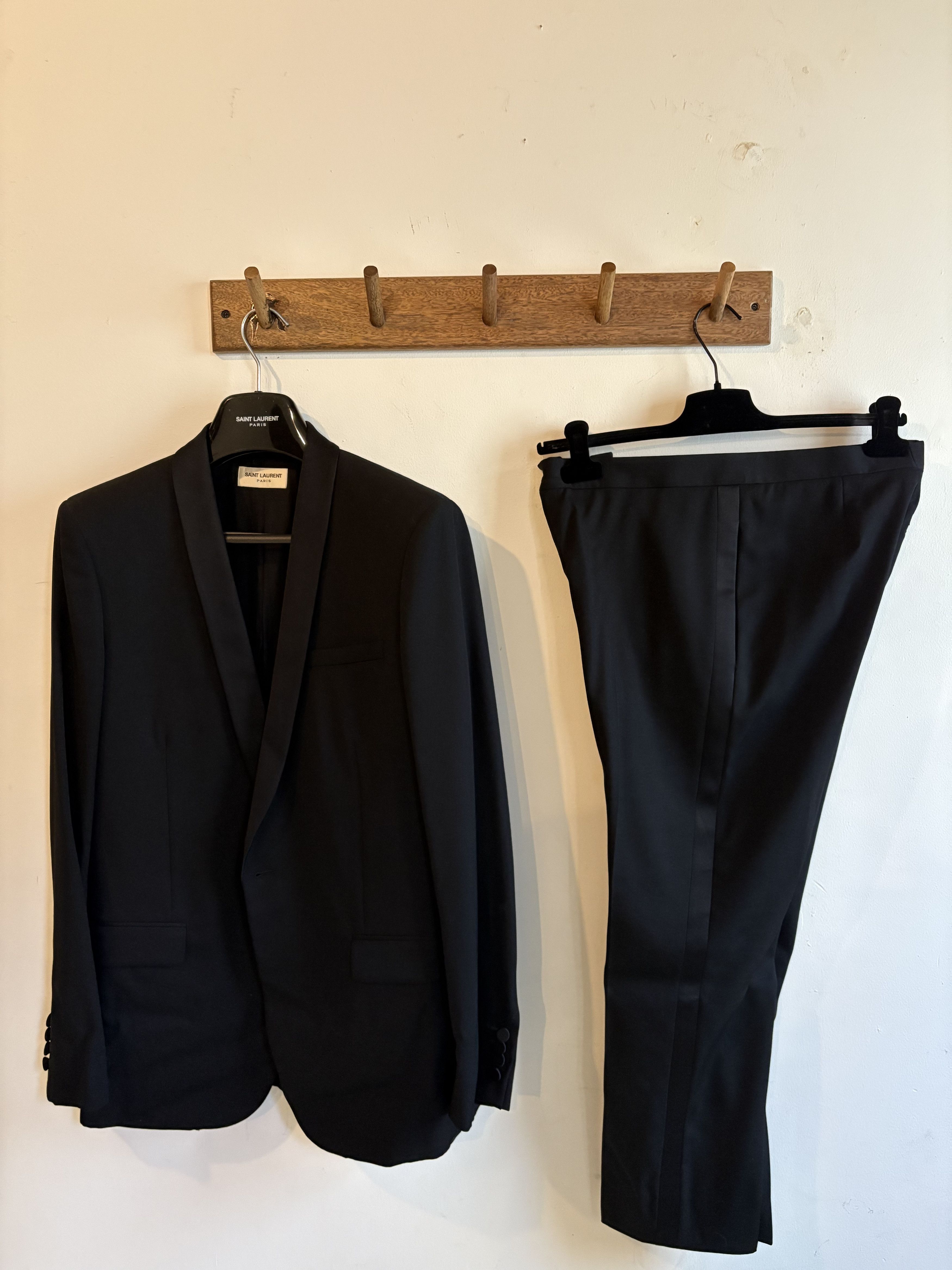 Saint Laurent Paris Saint Laurent Hedi Slimane 2 Piece Tuxedo Suit Size 50R - 1 Thumbnail