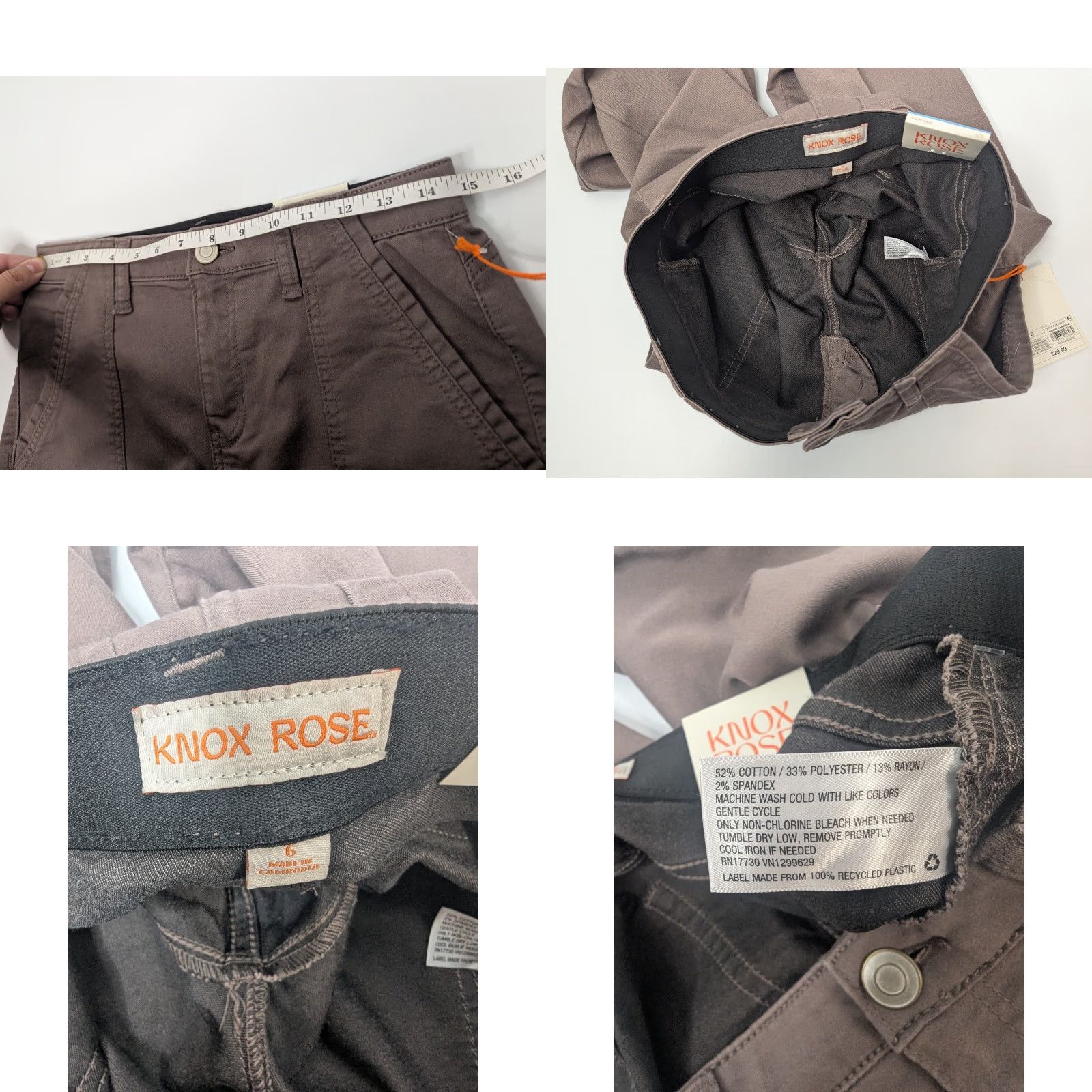 Vintage NWT Knox Rose Womens Jeans Pants 6 Dusty Rose Ankle Skinny Stretch Chino Pockets Size 28" / US 6 / IT 42 - 8 Thumbnail