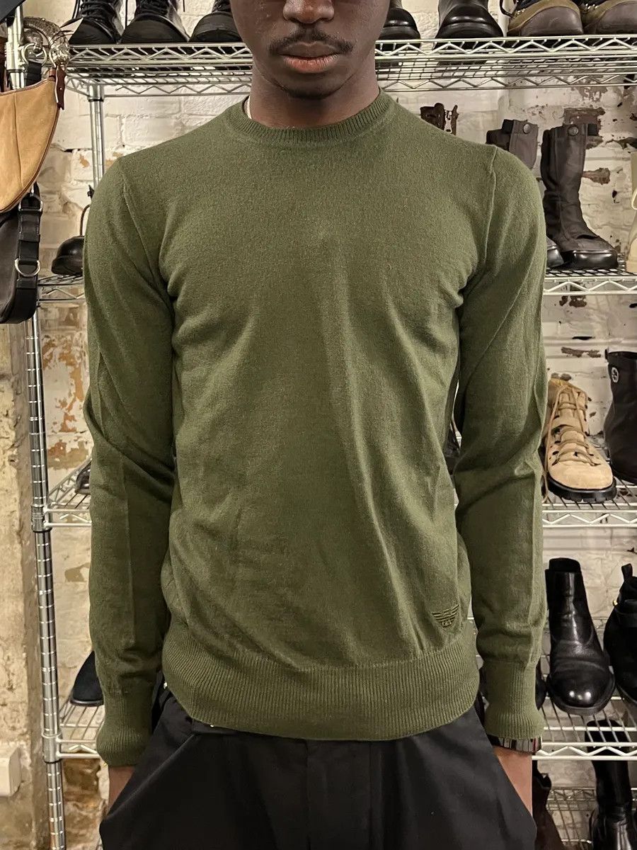 Emporio Armani 2010s Emporio Armani Khaki Minimalist Sweater Size US M / EU 48-50 / 2 - 2 Thumbnail